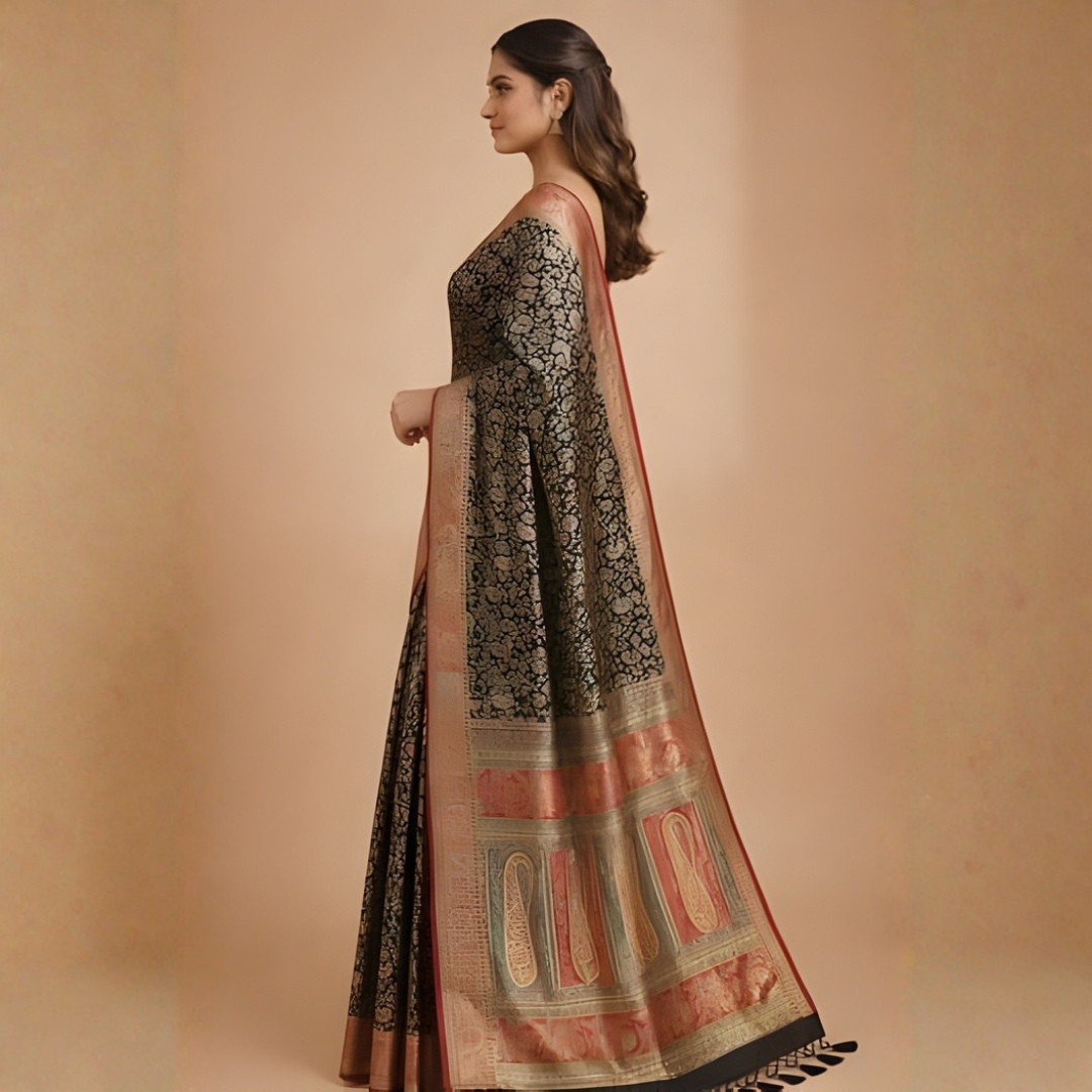 Gajji Silk Kanii Saree with Zari Weaving – Reception Wear