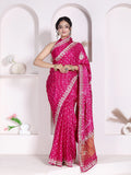 Modal Gajji Silk Saree with Bandhani Work and Gota Patti Border