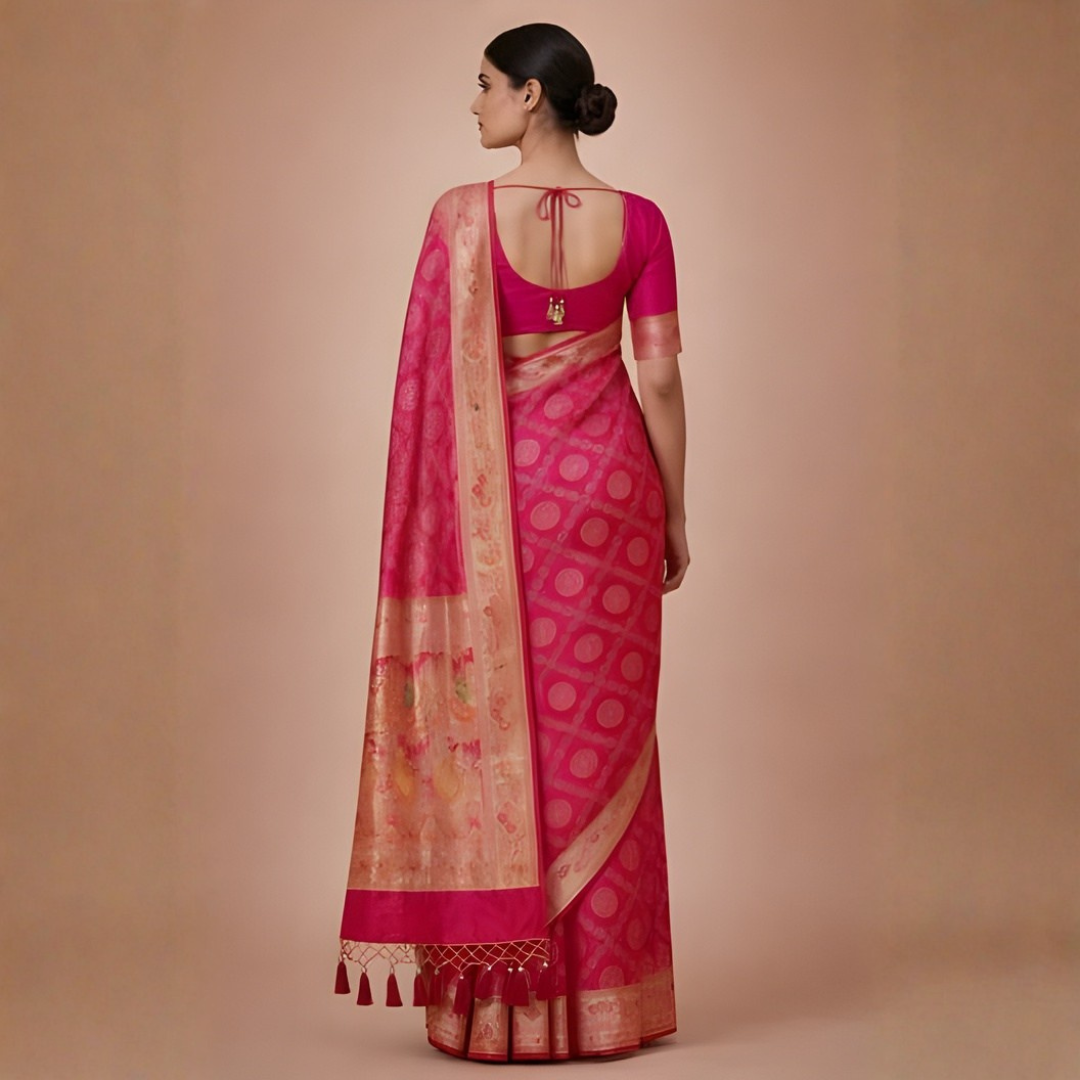 Gajji Silk Bandhani Print Saree – Mangal Path Wear