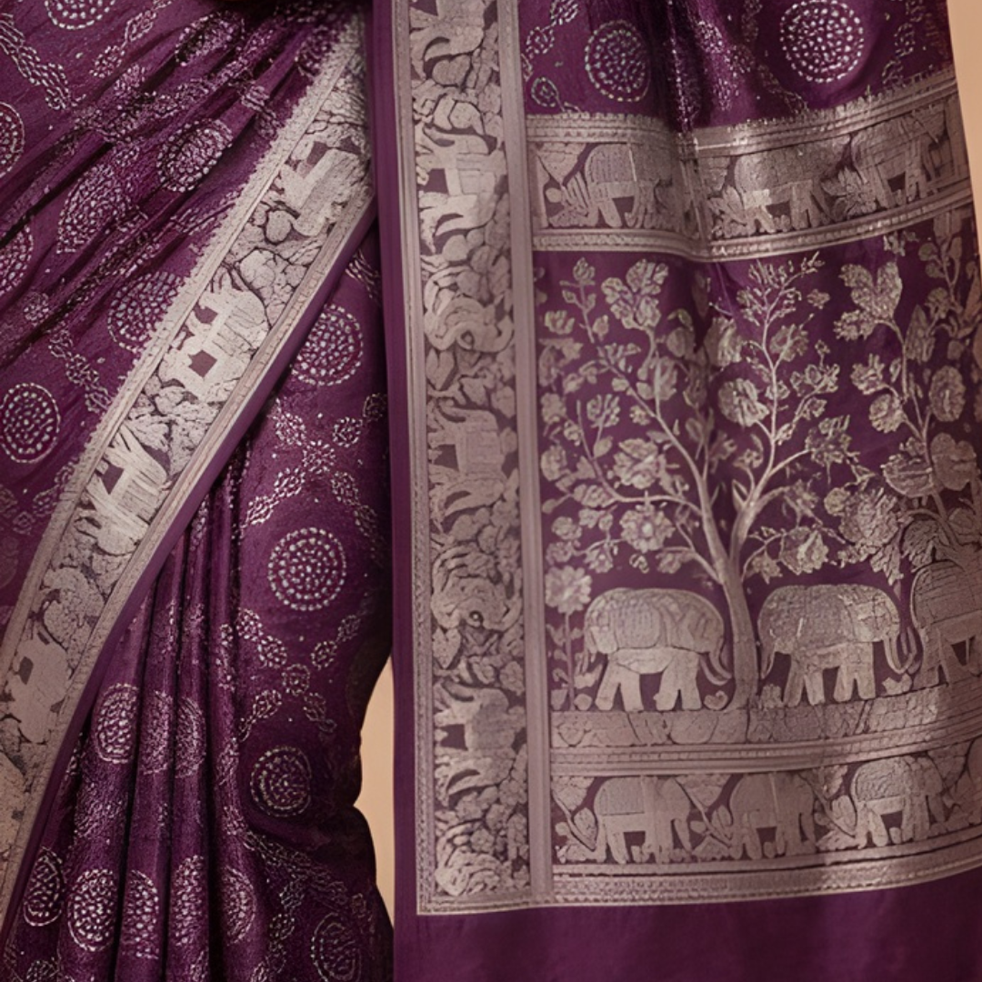 Gajji Silk Bandhani Print Saree – Mangal Path Wear