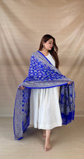 Royal Blue Khaddi Georgette Dupatta with Meenakari Border