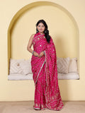 Modal Gajji Silk Saree with Floral Vine Gota Border