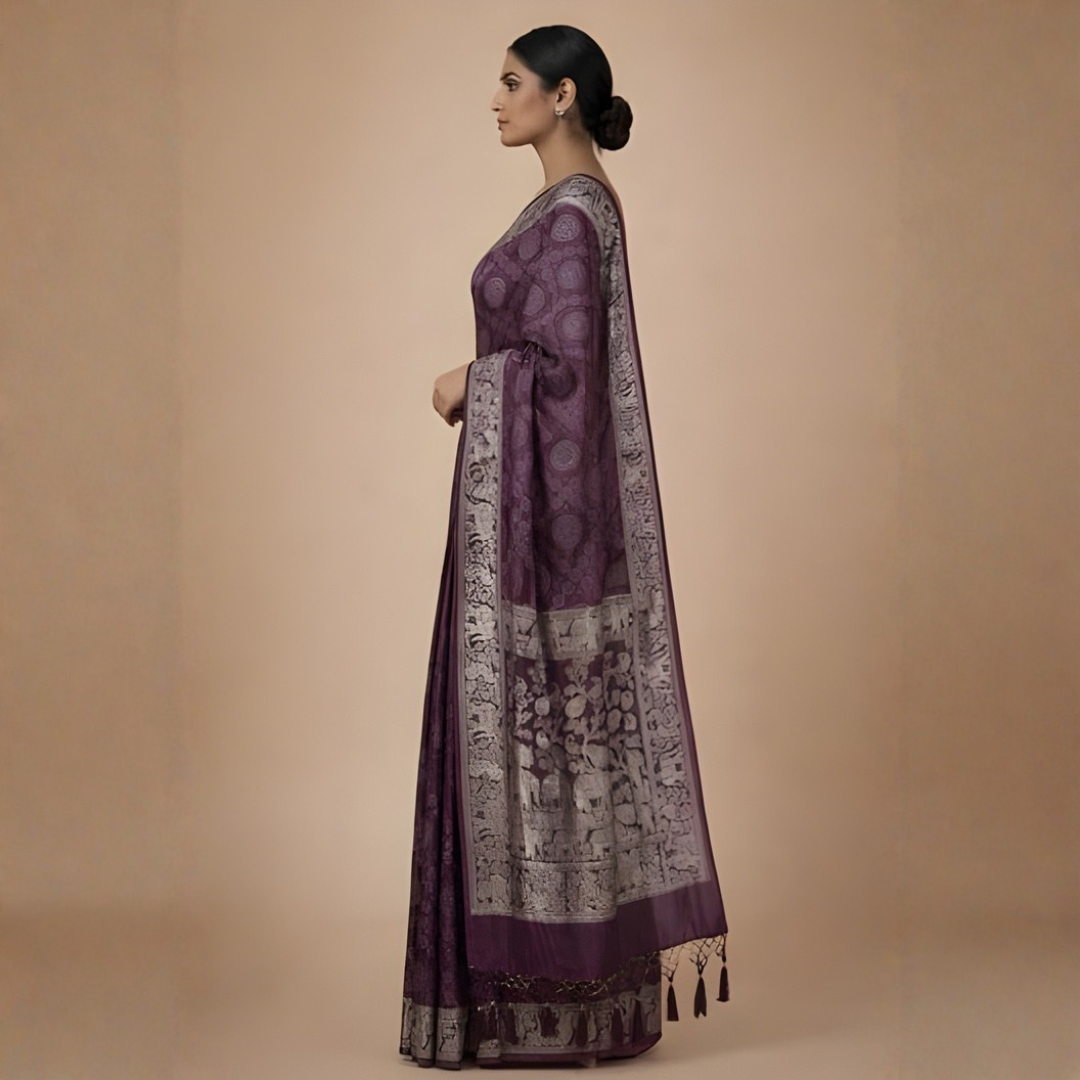 Gajji Silk Bandhani Print Saree – Mangal Path Wear