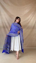 Royal Blue Khaddi Georgette Dupatta with Meenakari Floral Jaal