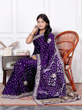 Modal Gajji Silk Saree with Bandhani Print & Gota Patti Border