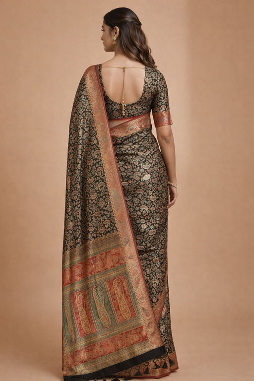 Gajji Silk Kanii Saree with Zari Weaving Back