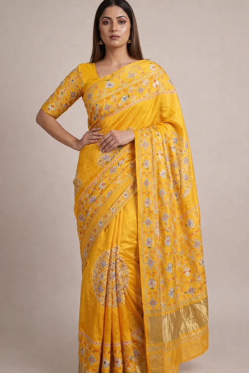 Printed Gajji silk festive saree