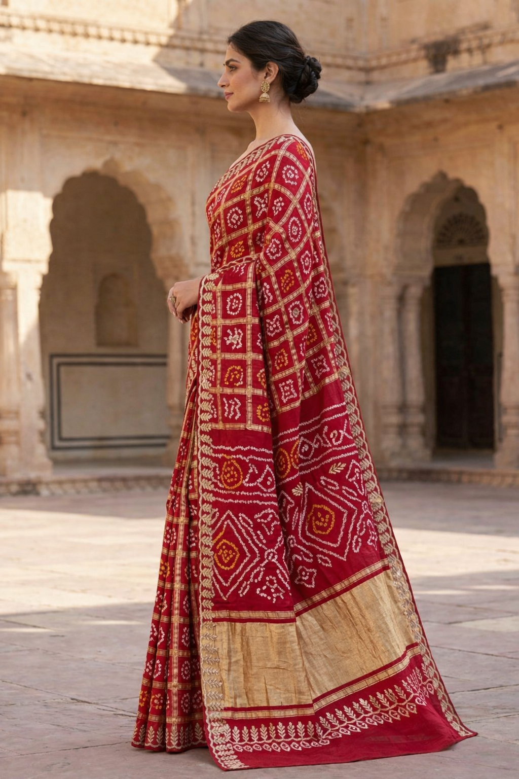 Gajji Silk Ghatchola Bandhani Saree Side