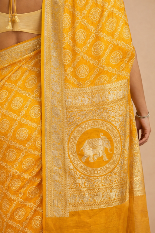 Gajji Silk Bandhani Print Saree 