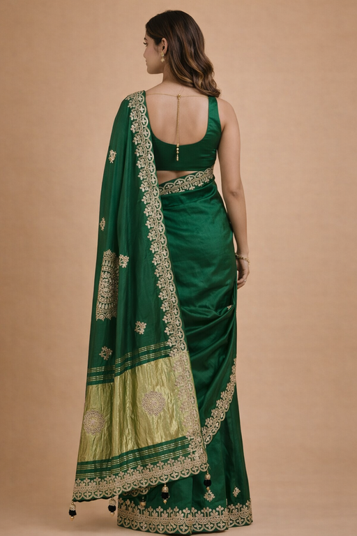 Gajji Silk Traditional Saree with Gota Patti Work Back