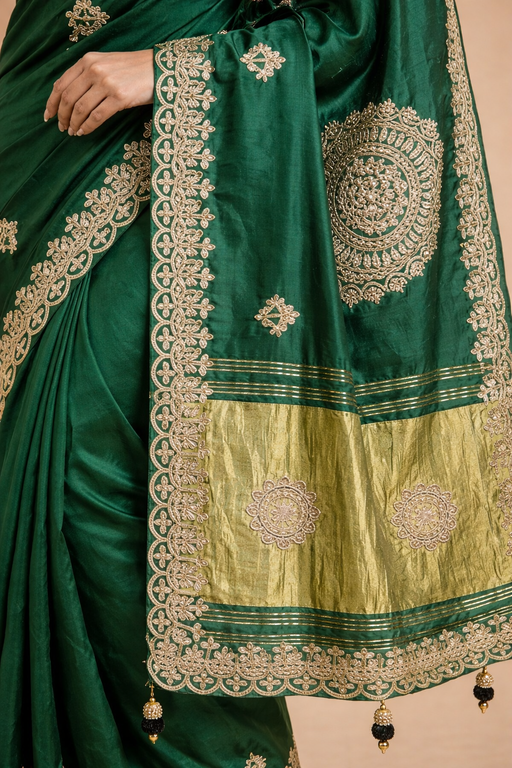 Gajji Silk Traditional Saree with Gota Patti Work Zoomed
