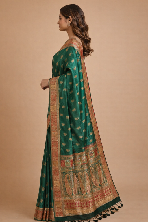 Gajji Silk Traditional Saree with Zari Weaving Side