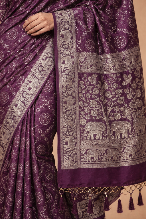 Gajji Silk Bandhani Print Saree