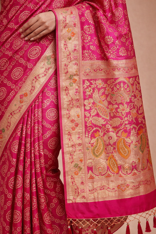 Gajji Silk Bandhani Print Saree