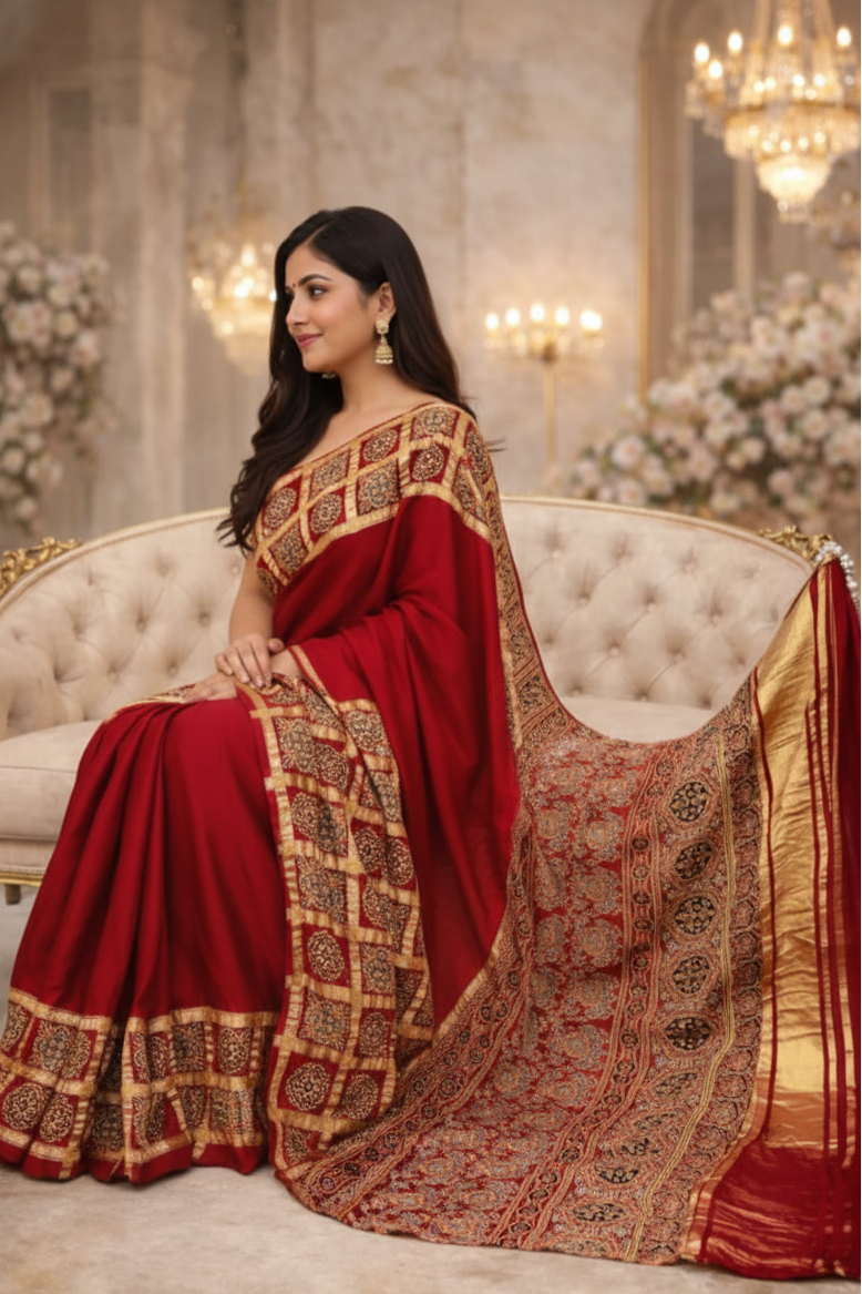 Traditional Rajasthani bandhani gajji saree
