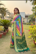 khaddi georgette bandhani saree
