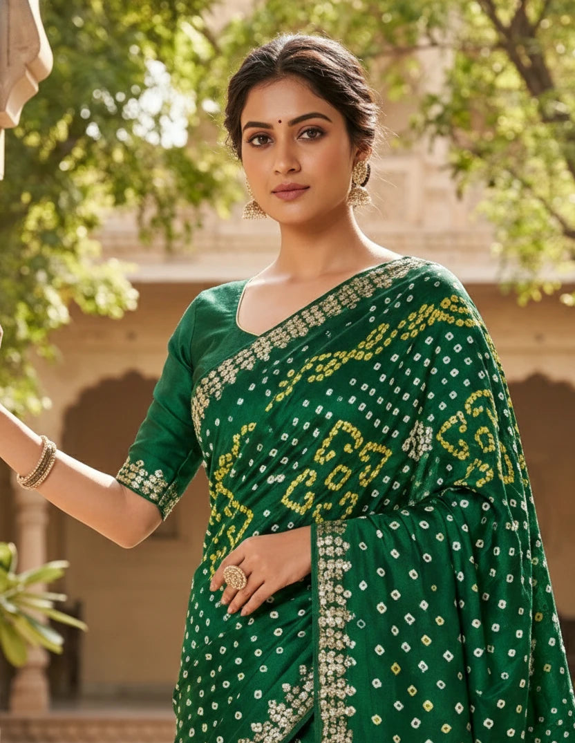 Gajji modal saree with cutdana work