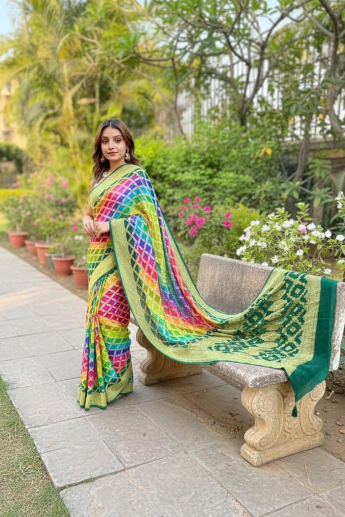 handcrafted bandhani georgette saree
