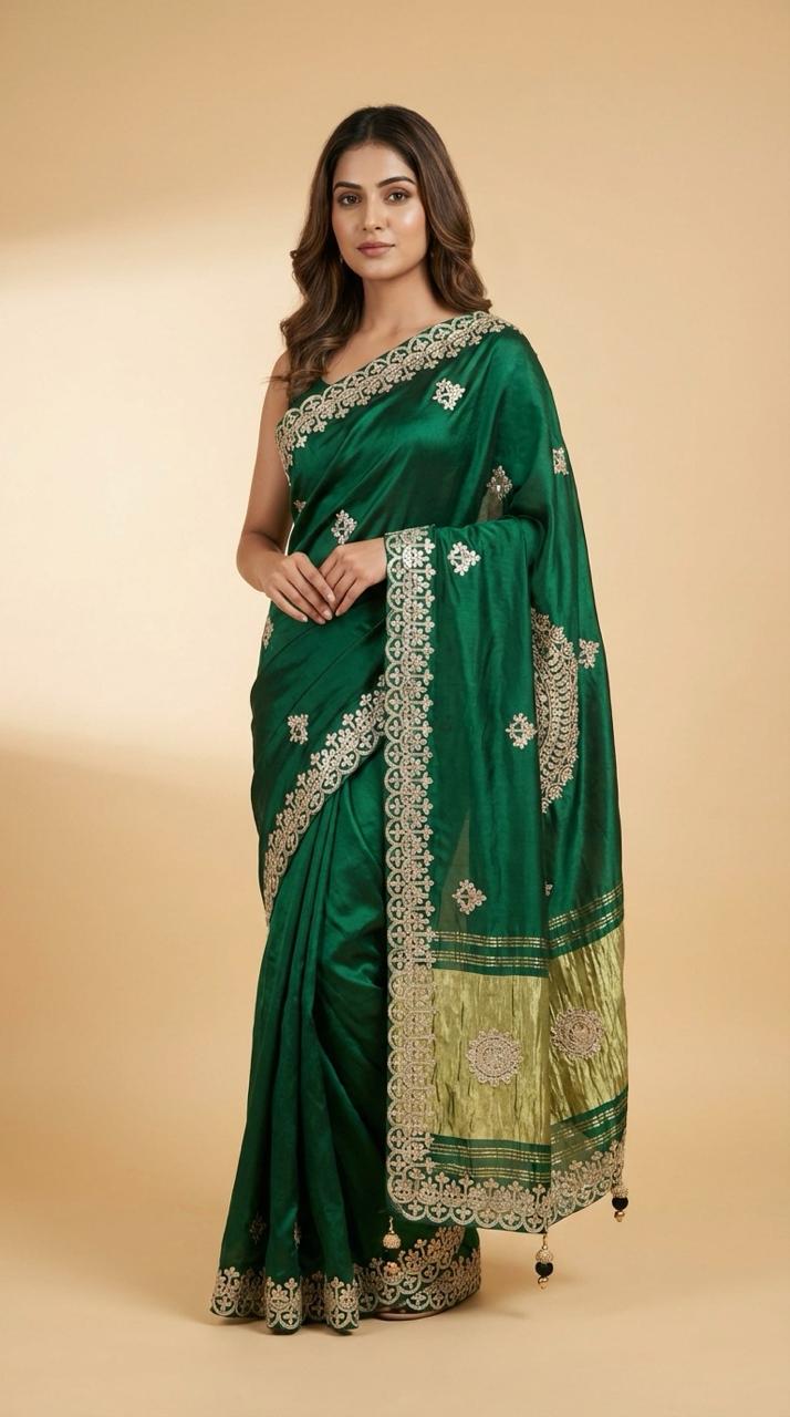 Gajji Silk Traditional Saree with Gota Patti Work 