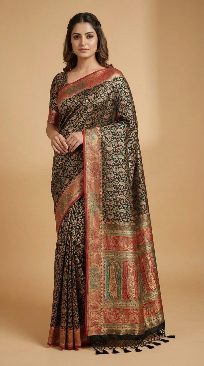 Gajji Silk Kanii Saree with Zari Weaving Front