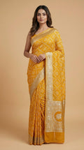 Gajji Silk Bandhani Print Saree Front