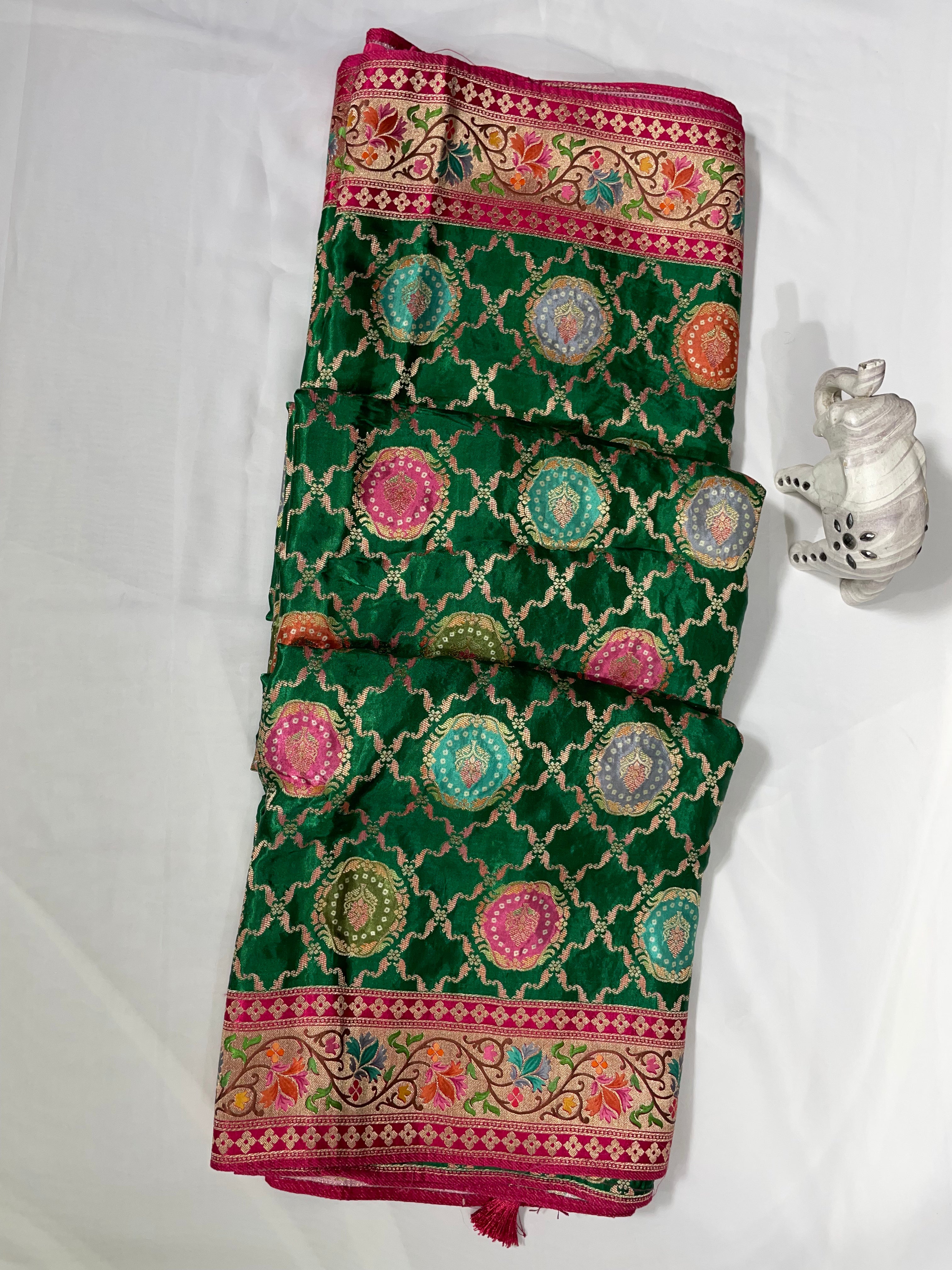 Green Rangaat Gajji Saree - Ethically Made, Classic Charm - Anita Jain Fashions