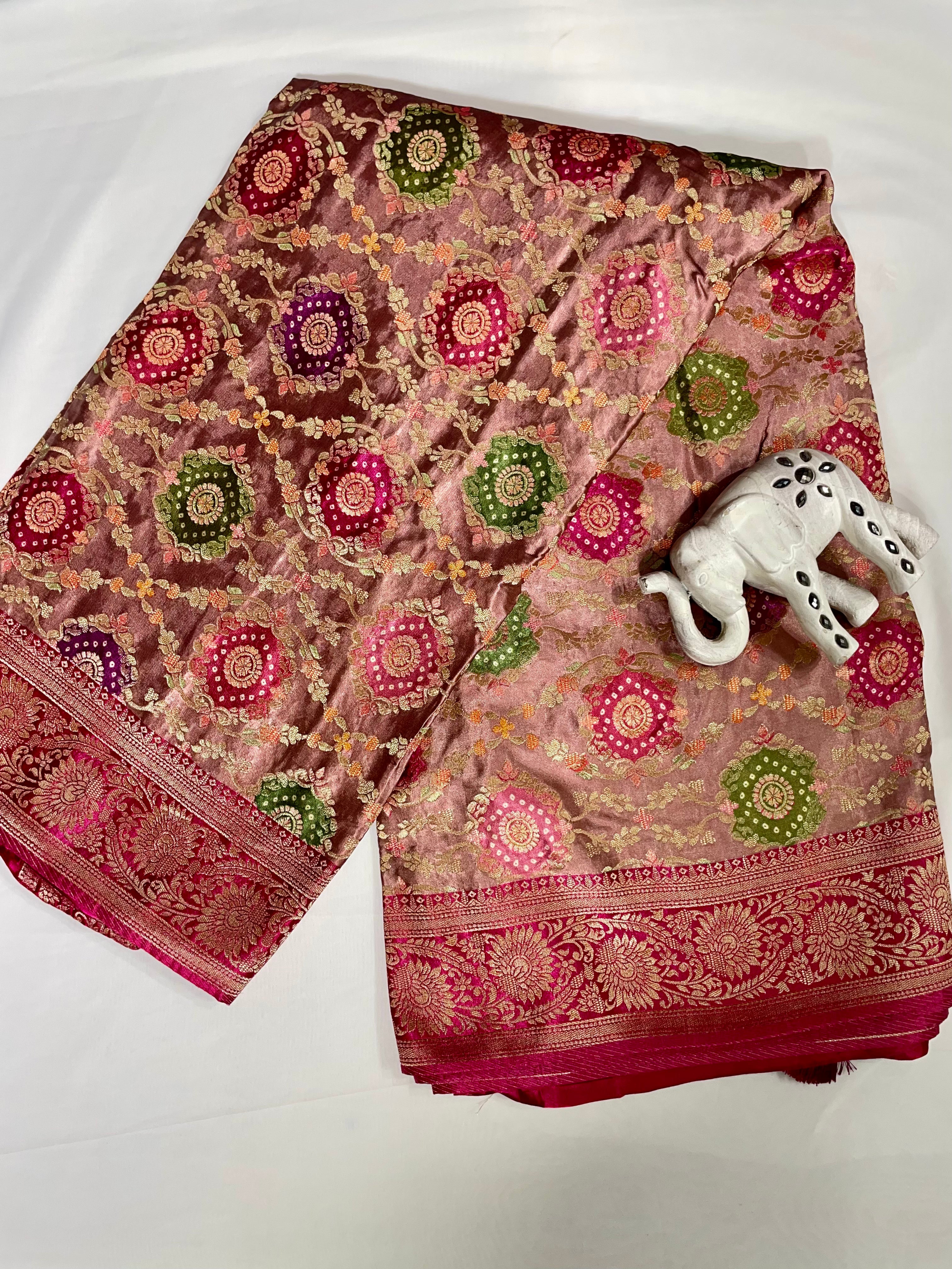 Onion Pink Rangaat Gajji Saree - Ethically Made, Subtle Elegance - Anita Jain Fashions