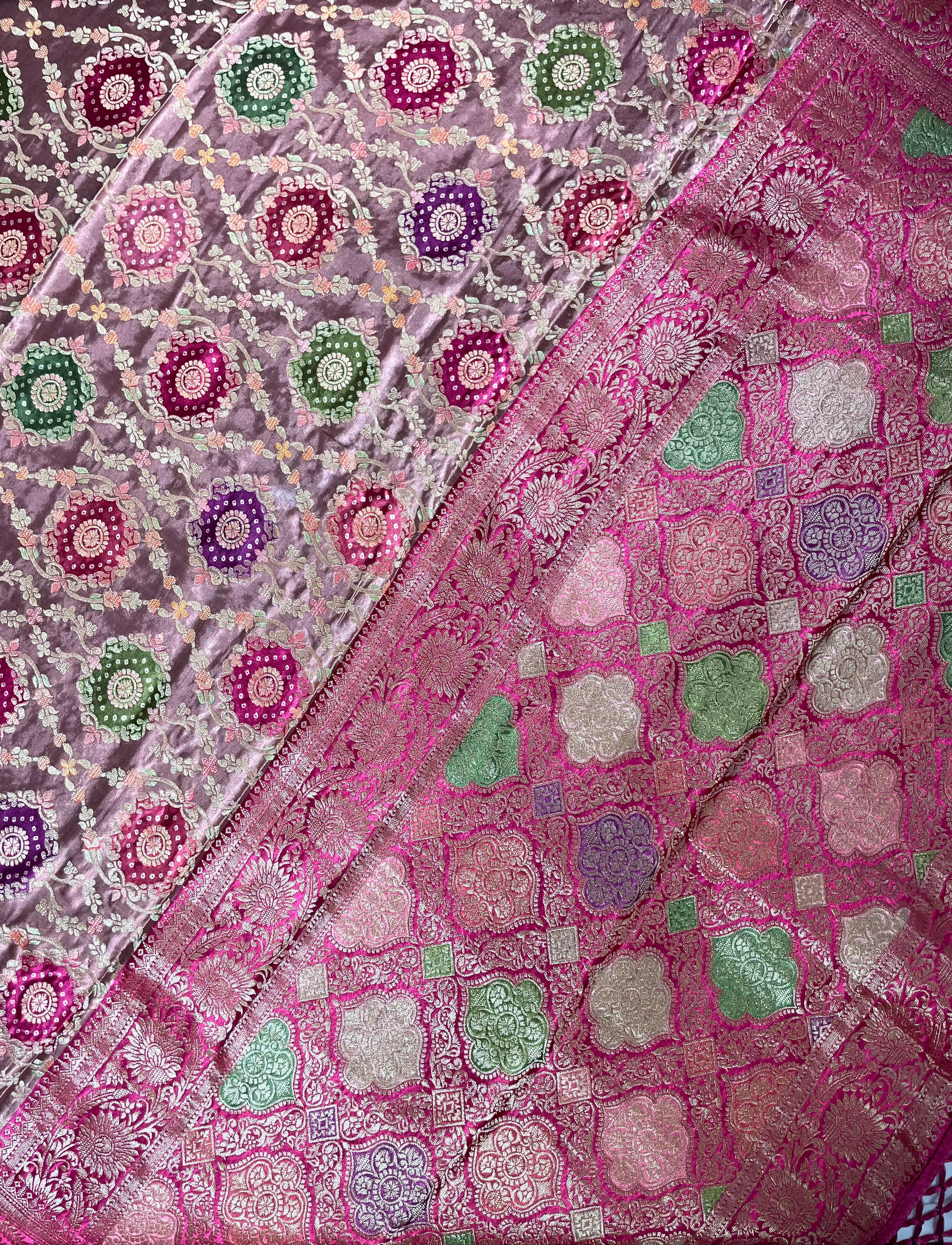 Onion Pink Rangaat Gajji Saree - Ethically Made, Subtle Elegance - Anita Jain Fashions