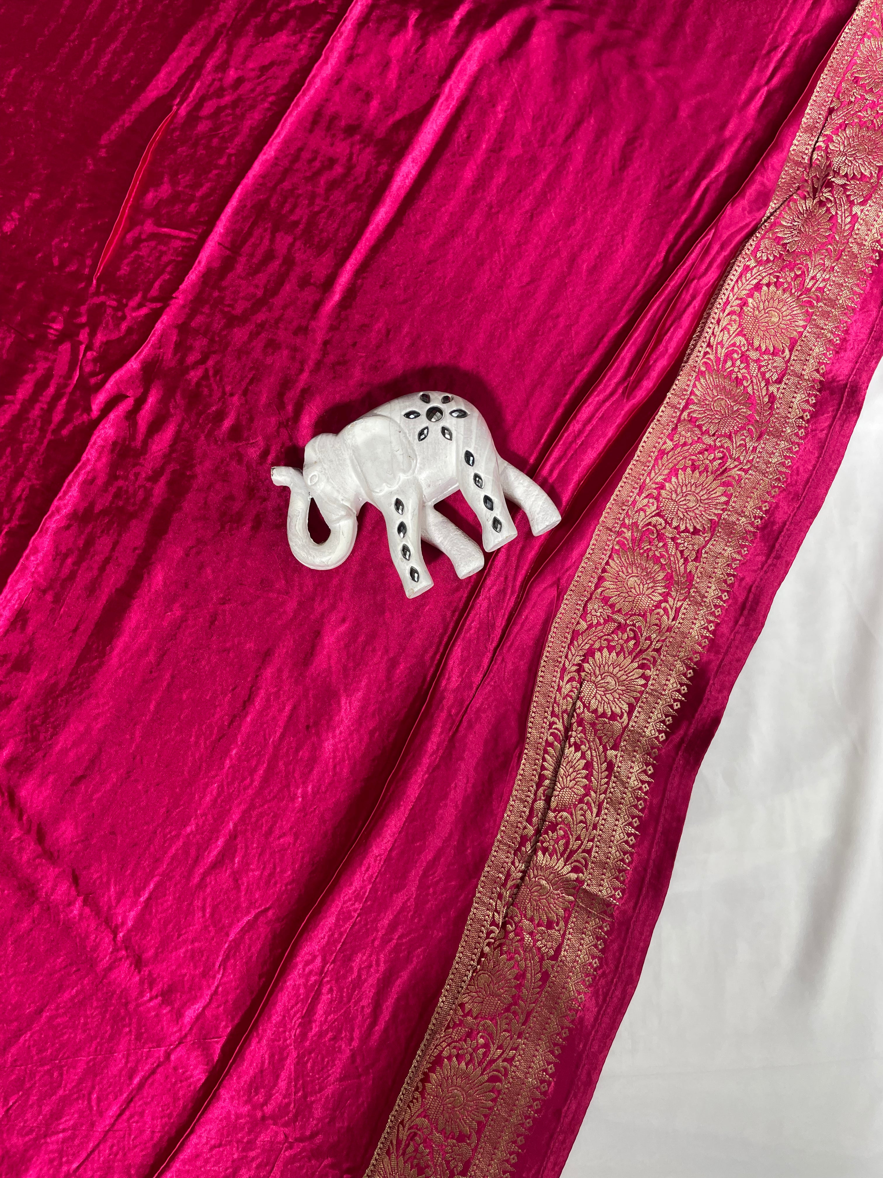 Onion Pink Rangaat Gajji Saree - Ethically Made, Subtle Elegance - Anita Jain Fashions