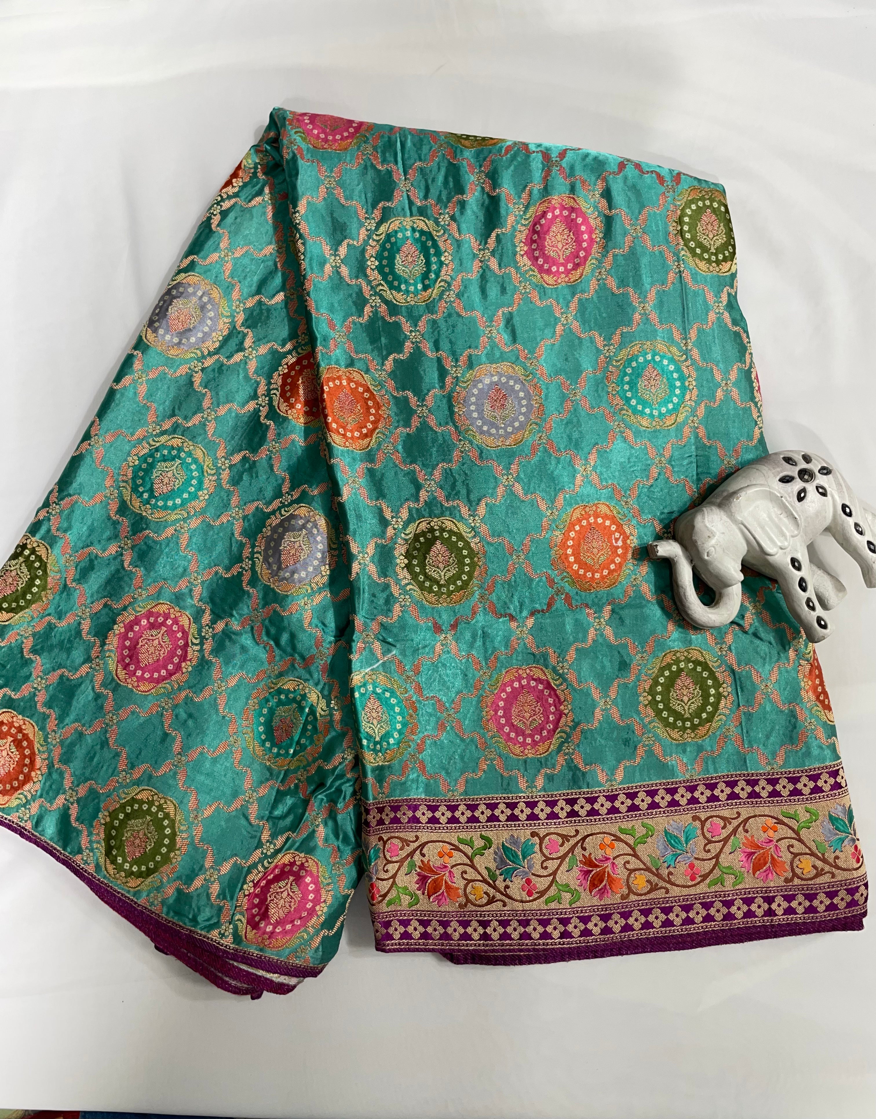 Mint Blue Rangaat Gajji Saree - Ethically Made, Refreshing Elegance - Anita Jain Fashions