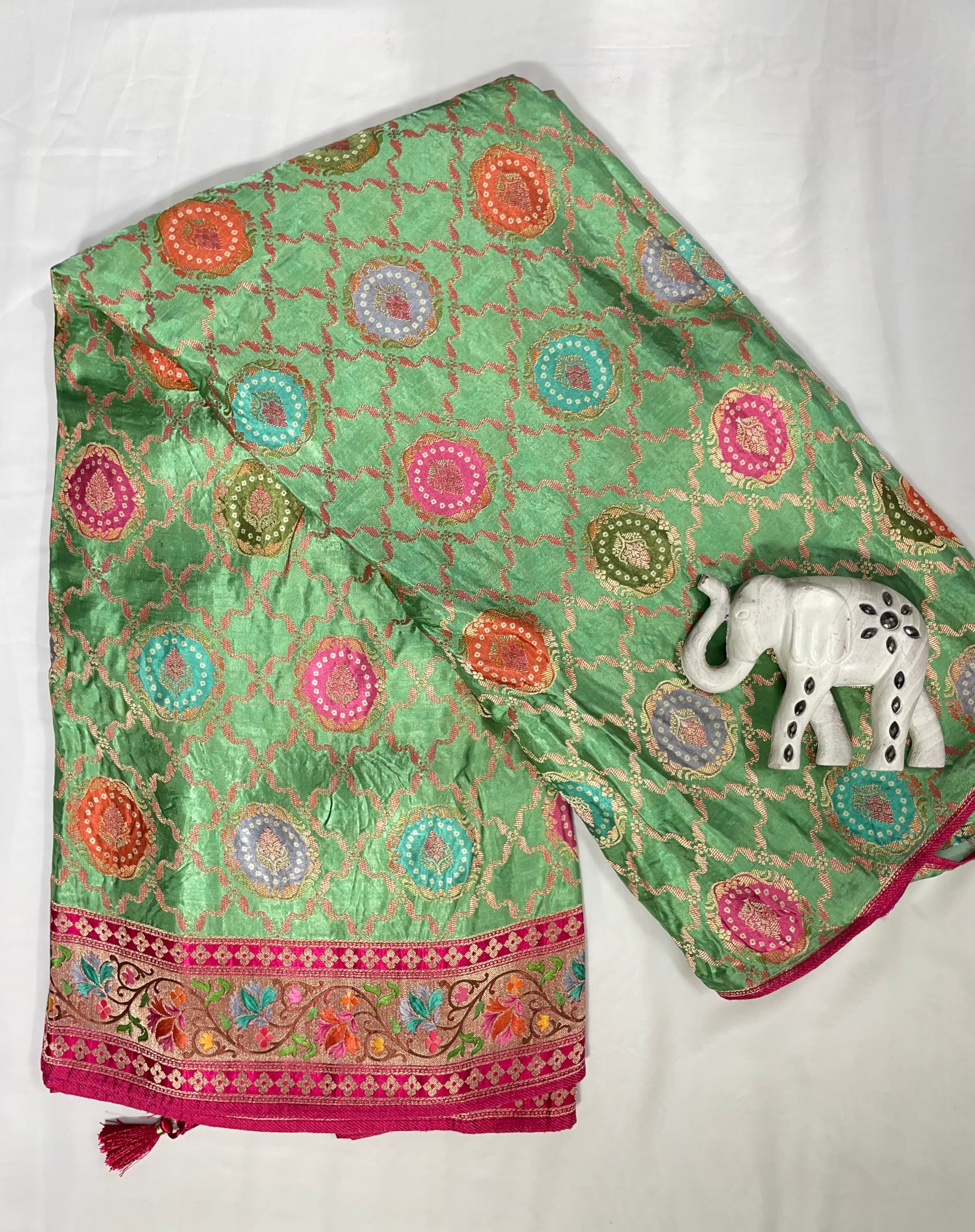 Light Green Rangaat Gajji Saree - Ethically Made, Graceful Simplicity - Anita Jain Fashions