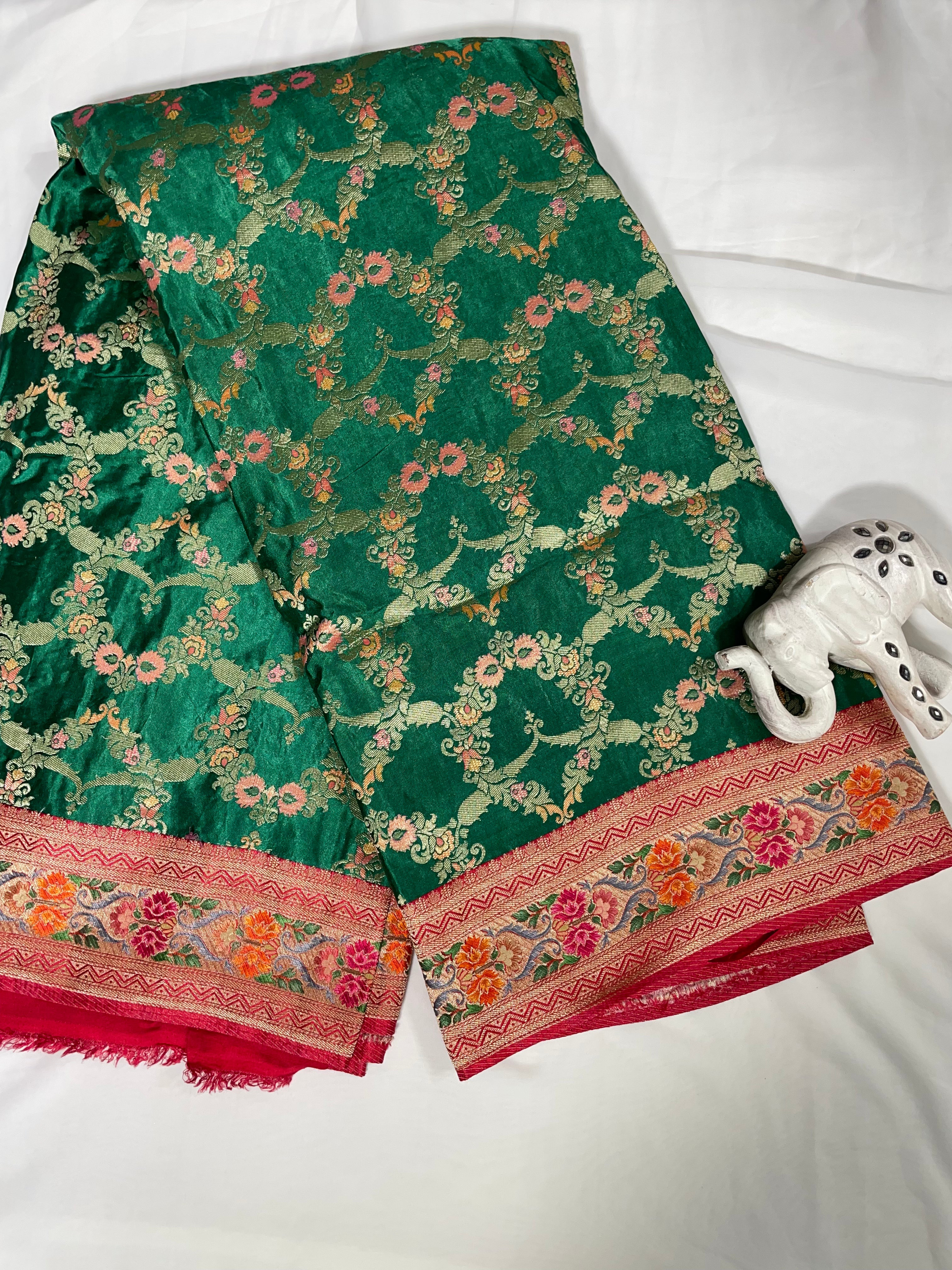 Dark Green Rangaat Gajji Saree - Ethically Made, Classic Elegance - Anita Jain Fashions