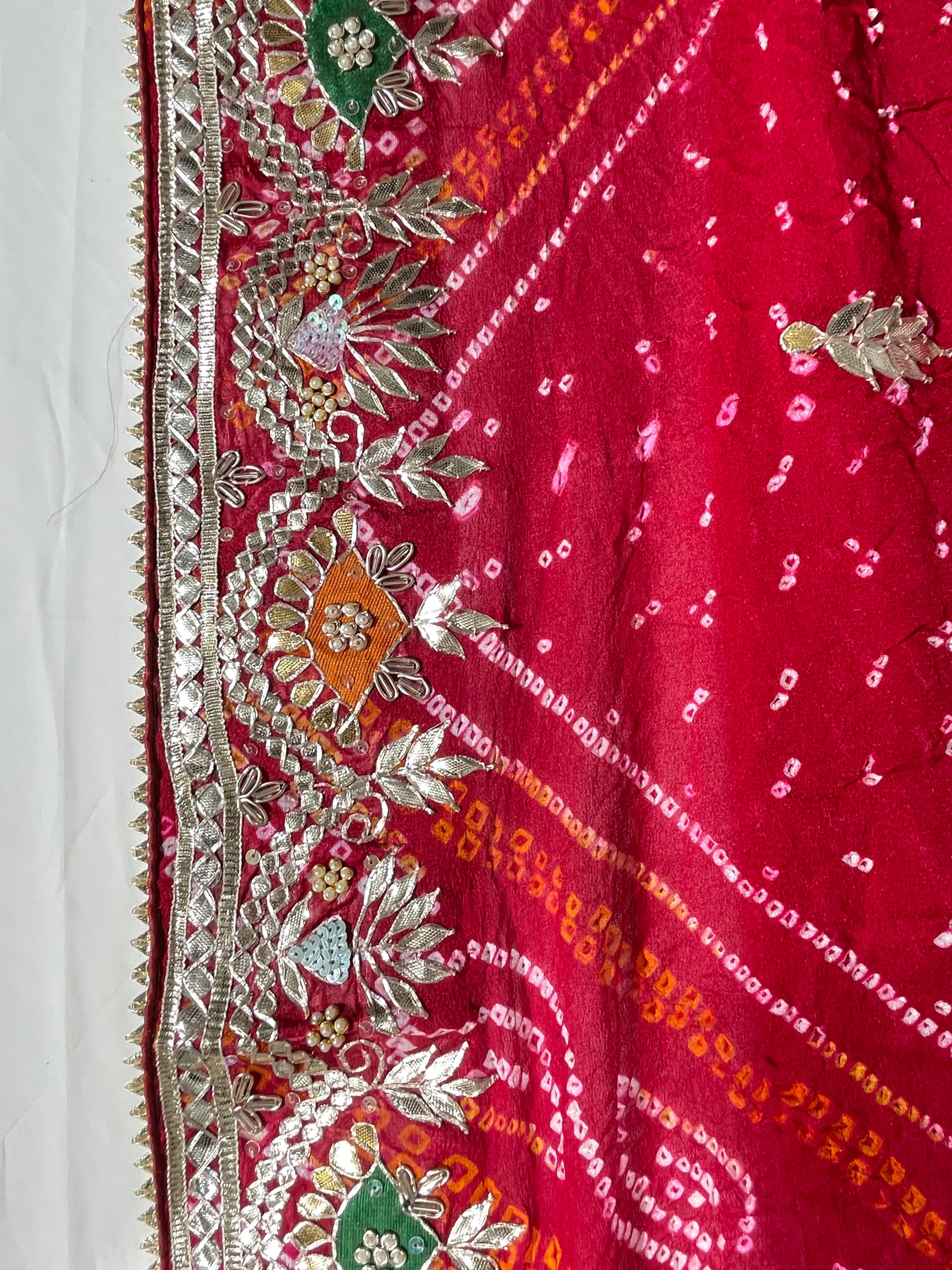 Kangura Border Red Hand Bandhani Pure Ojhariya Saree - Ethically Made, Luxurious Craftsmanship & Traditional Artistry - Anita Jain Fashions