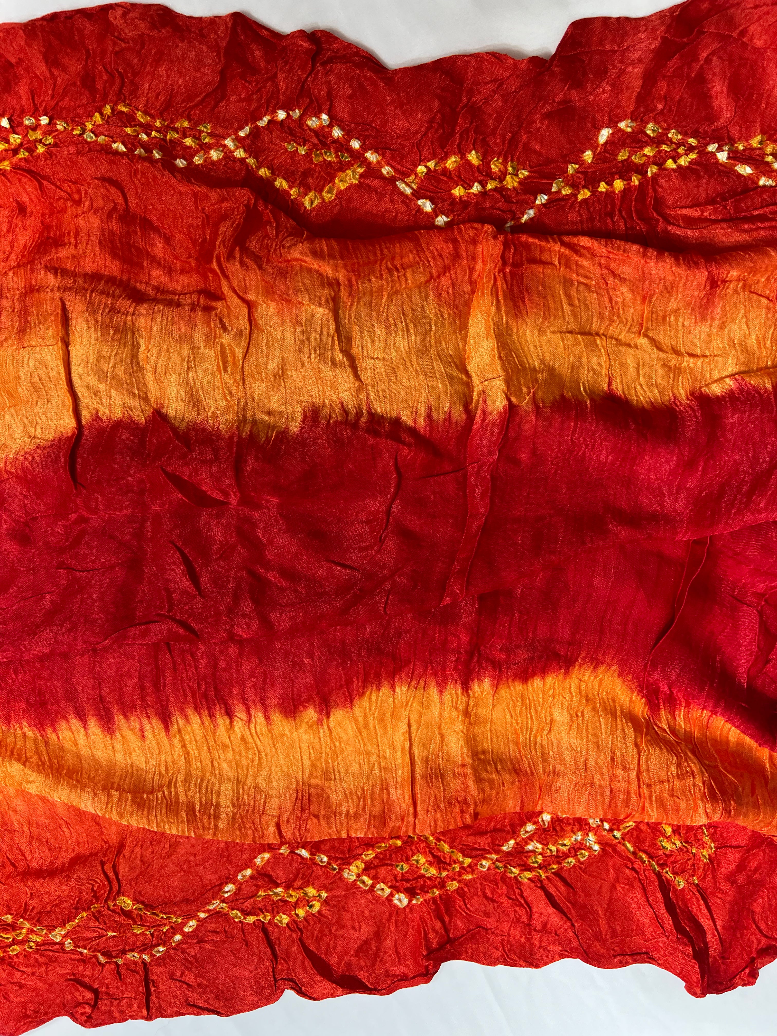 Red Orange Pure Gajji Silk Saree - Ethically Made, Luxurious Silk - Anita Jain Fashions