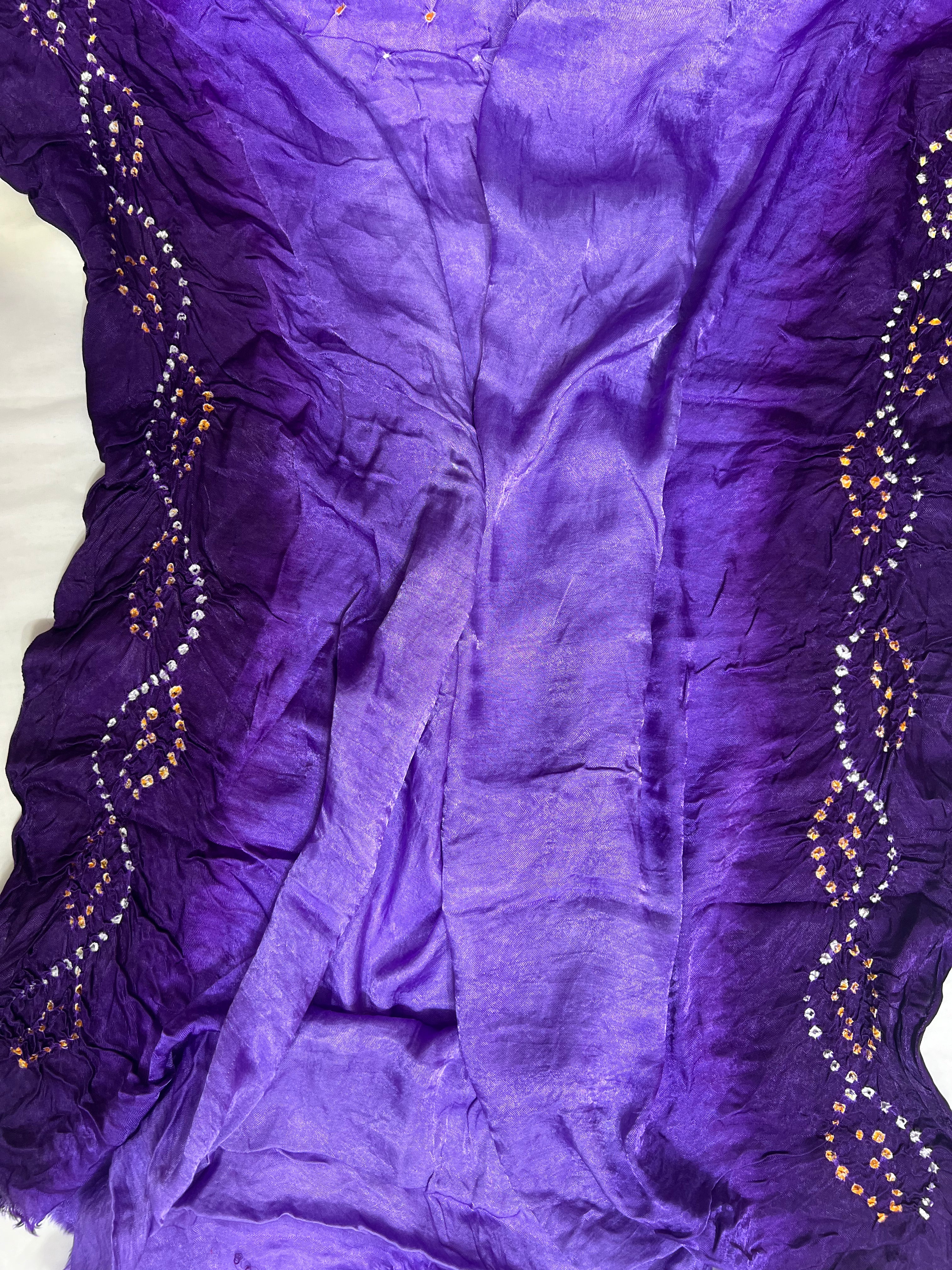 Purple & Dark Purple Gajji Silk Shaded Saree - Ethically Made, Elegant Gradient - Anita Jain Fashions