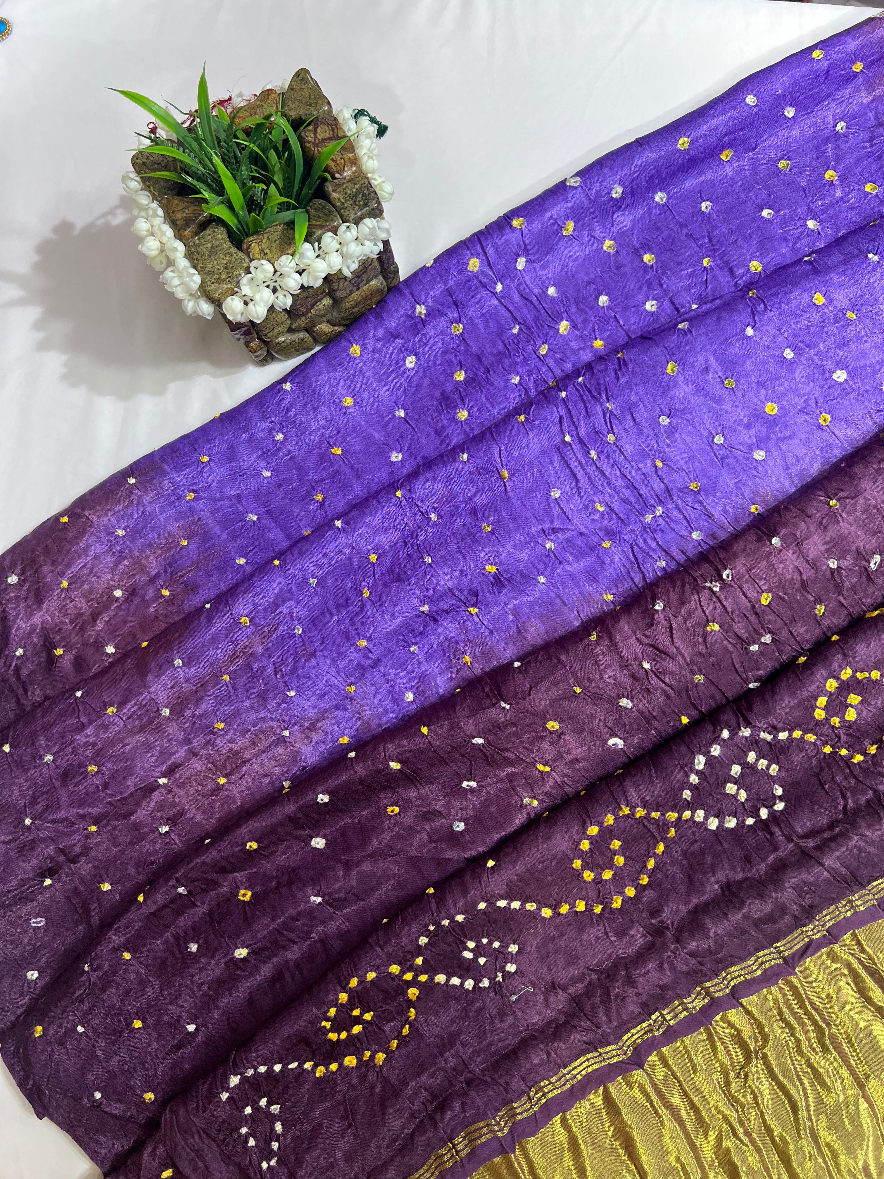 Purple & Wine Purple Gajji Silk Shaded Saree - Ethically Made, Rich Gradient Elegance - Anita Jain Fashions