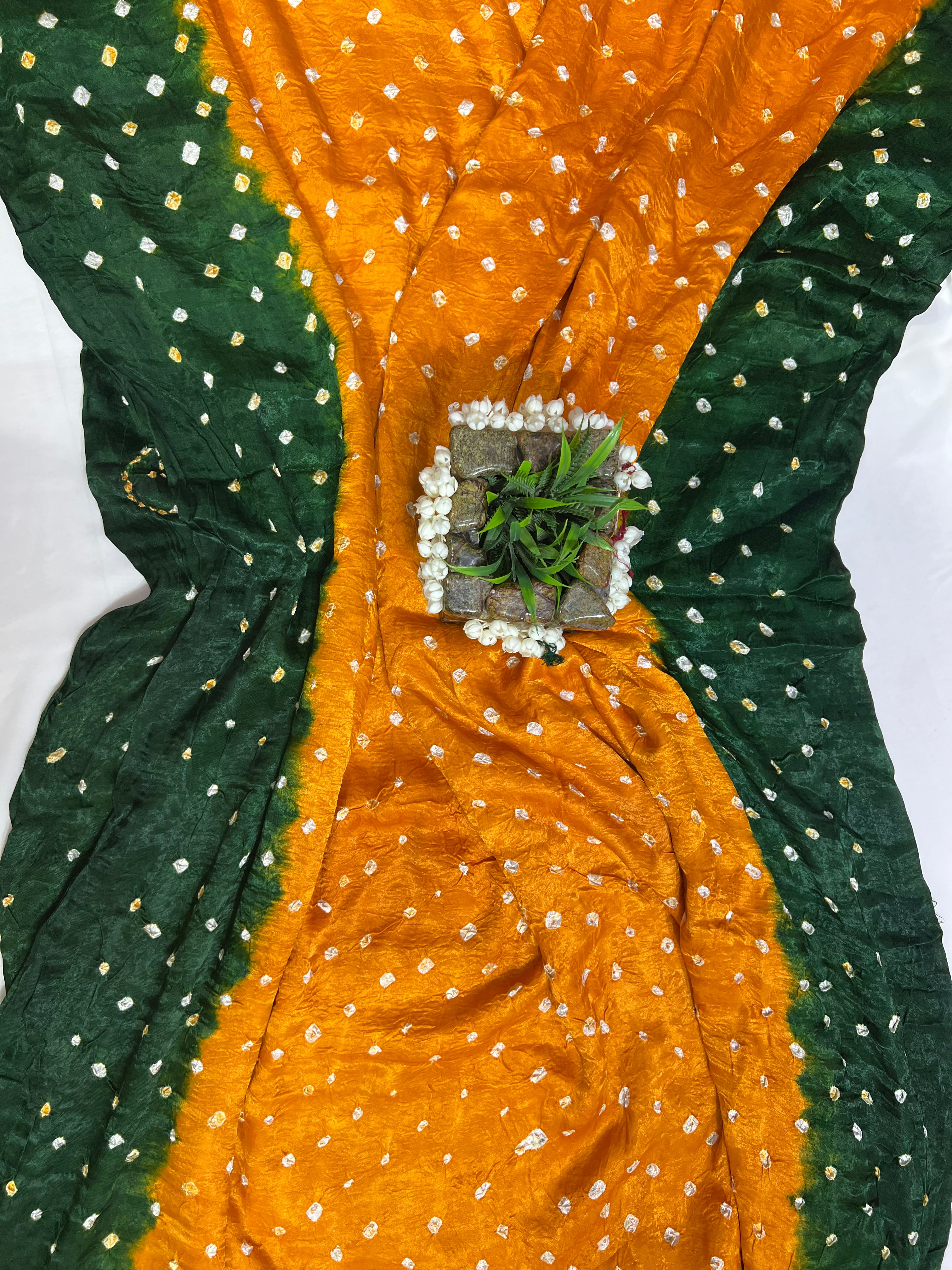 Yellow & Green Gajji Silk Shaded Saree - Ethically Made, Vibrant Gradient - Anita Jain Fashions