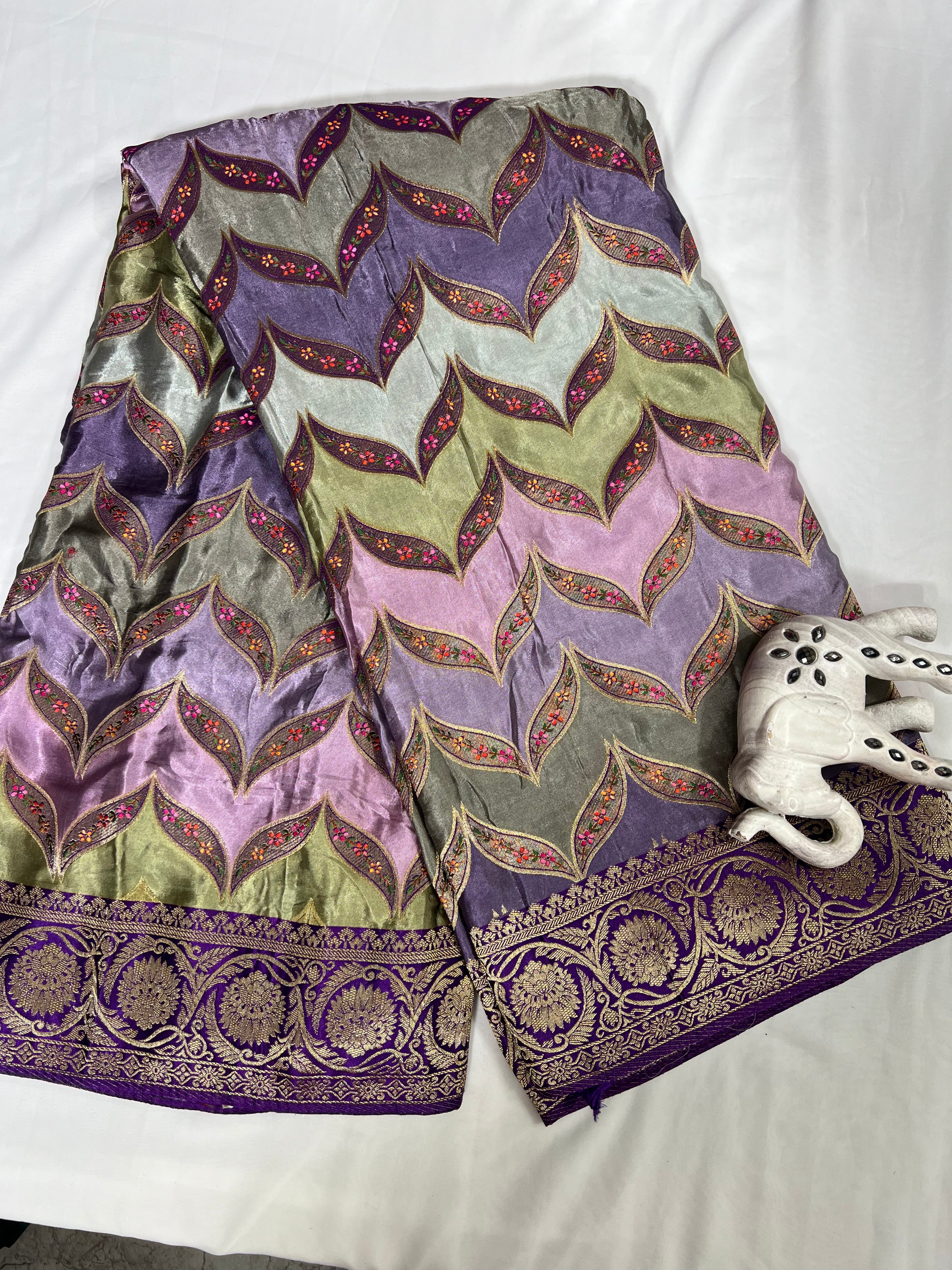 Purple Leaf Rangaat Gajji Saree - Ethically Made, Nature-Inspired Elegance - Anita Jain Fashions