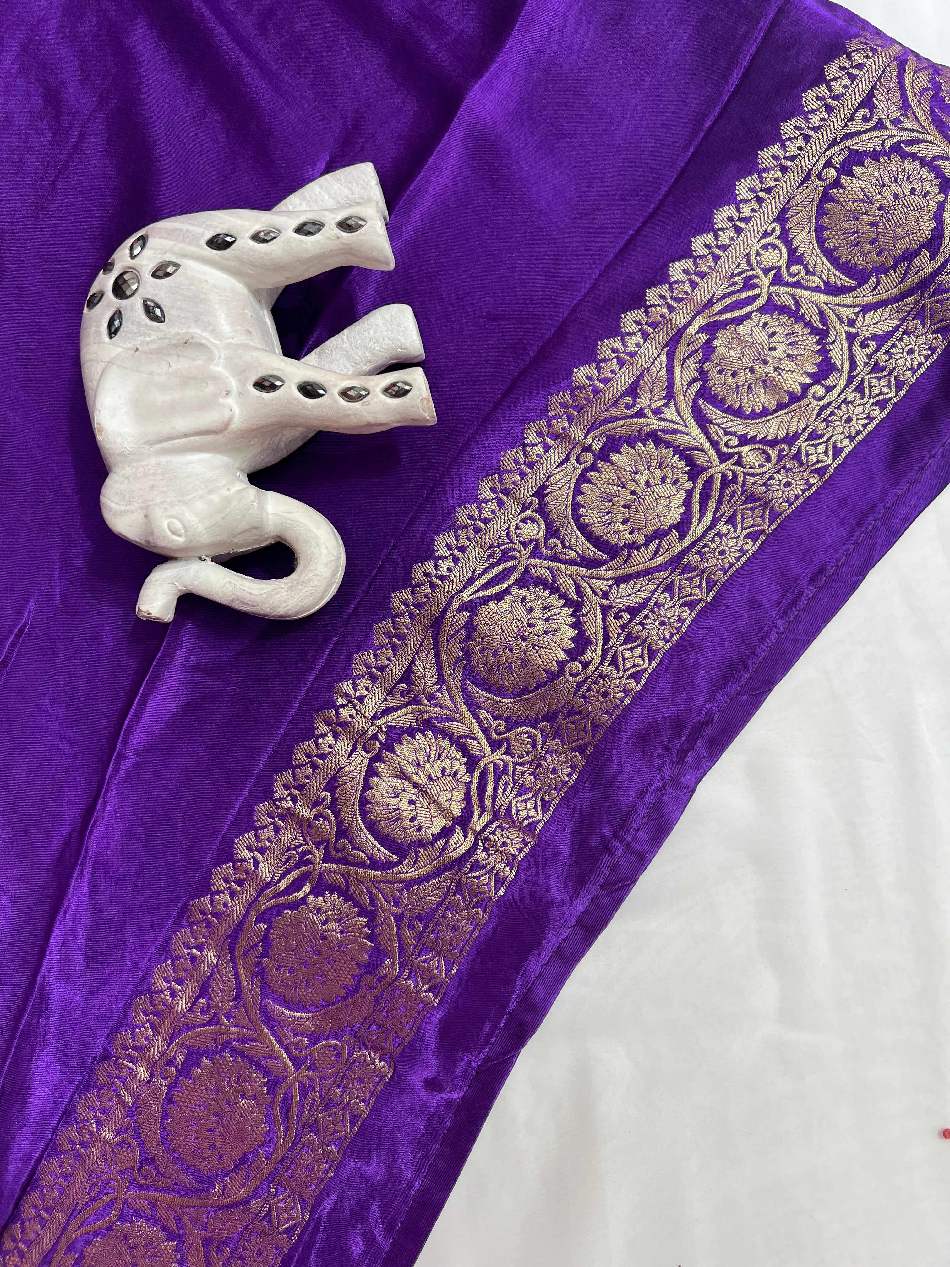 Purple Leaf Rangaat Gajji Saree - Ethically Made, Nature-Inspired Elegance - Anita Jain Fashions