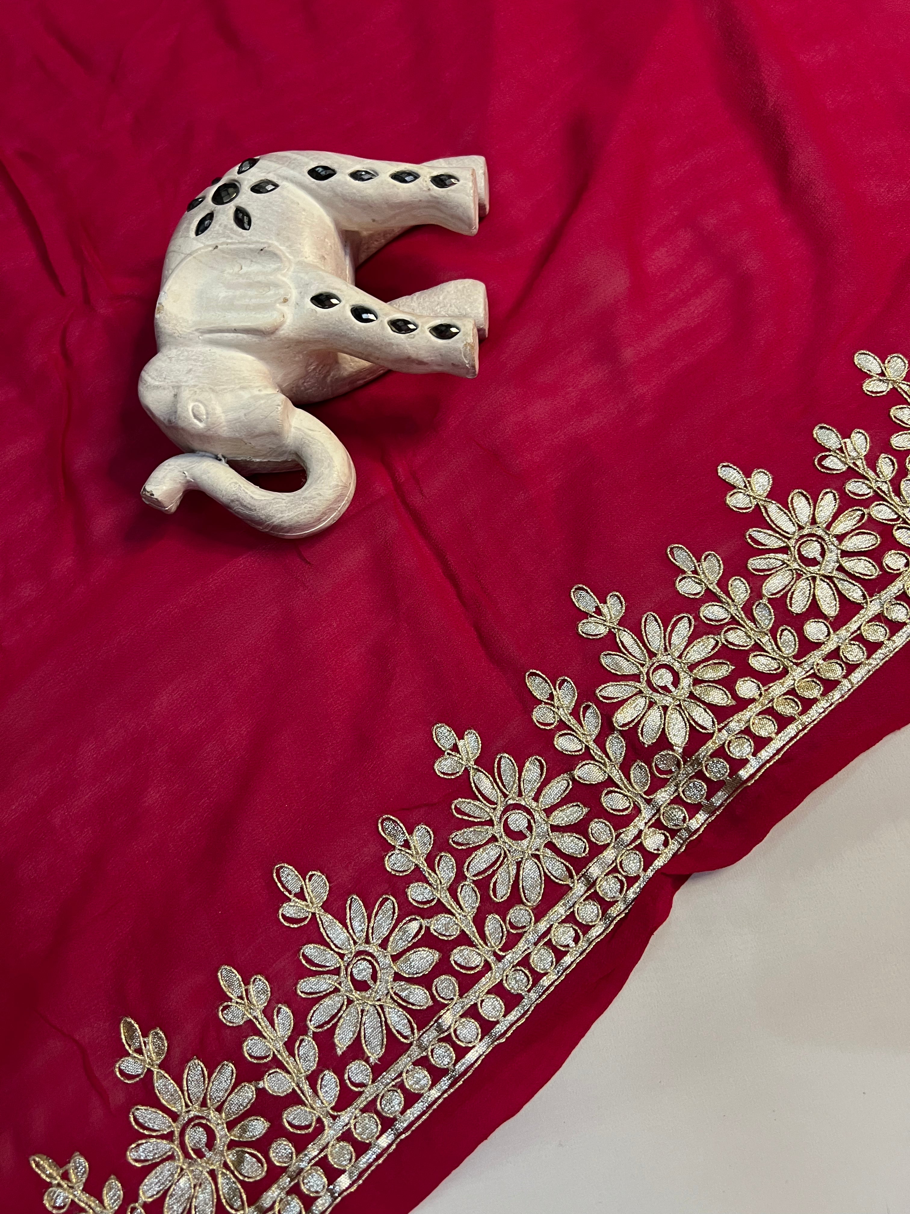 Pink Pure Georgette Saree - Ethically Made, Easy Care & Elegant Flow - Anita Jain Fashions