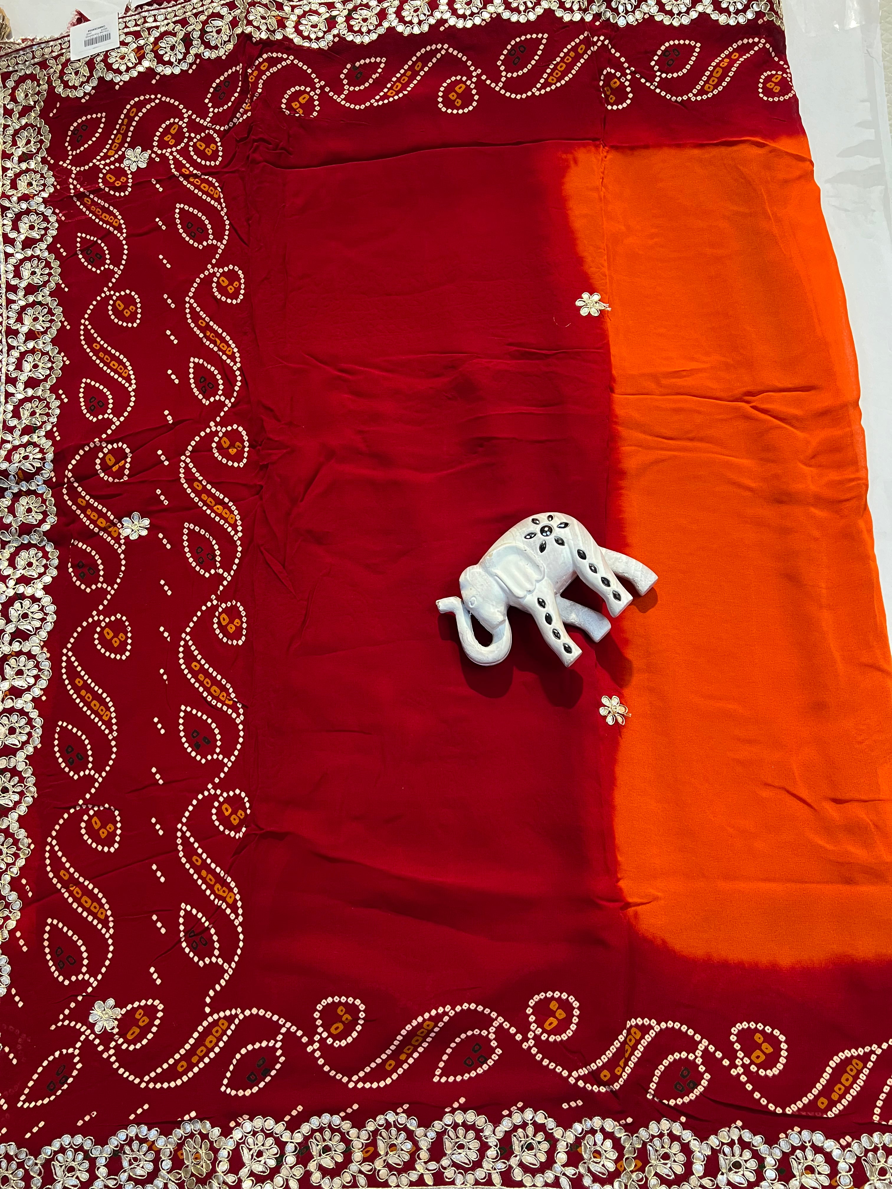 Red & Yellow Piliya Georgette Saree - Ethically Made, Easy Care & Festive Flair - Anita Jain Fashions