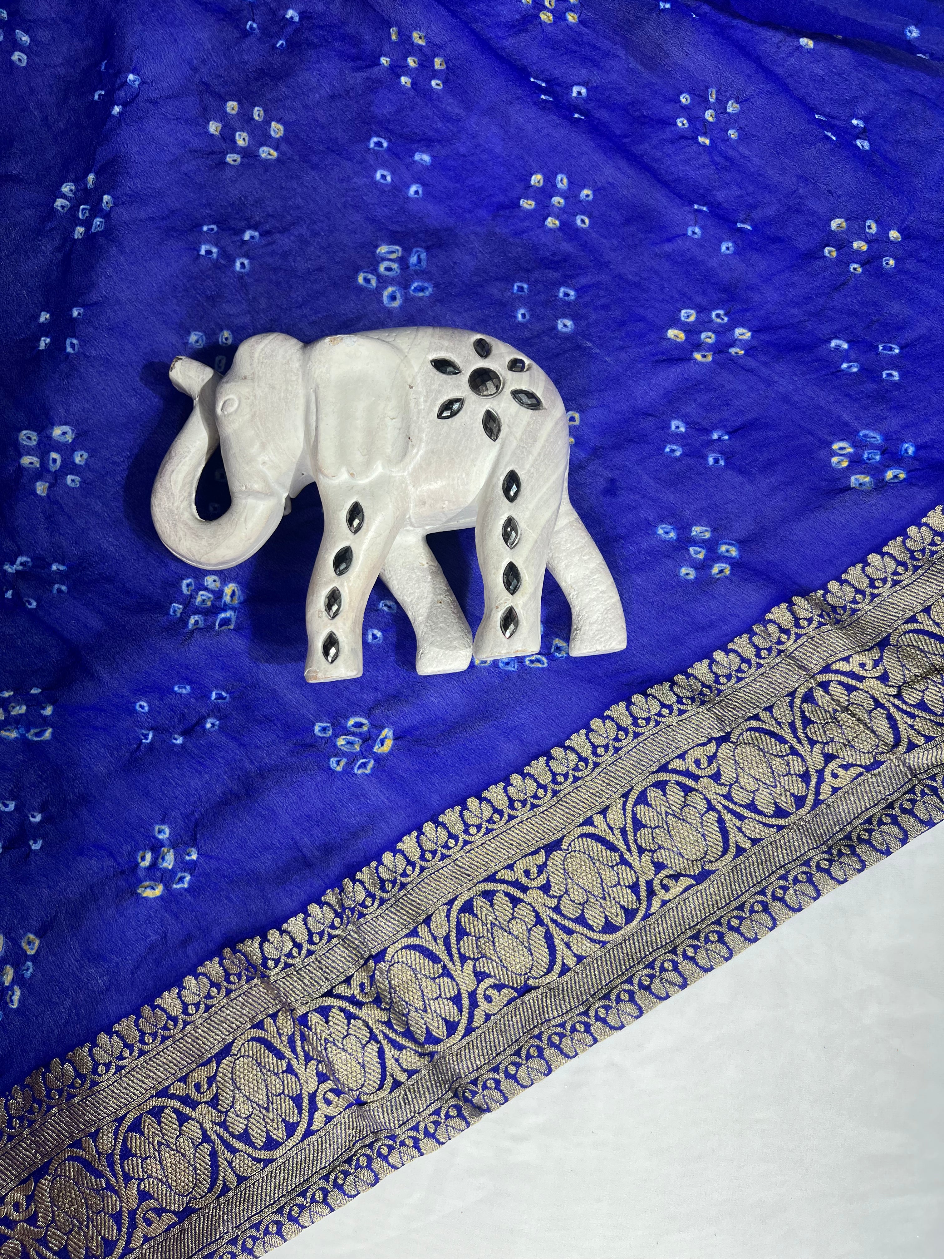 Blue & Sky Blue Pure Khaddi Georgette Saree - Ethically Made, Easy Care & Dual-Tone Elegance - Anita Jain Fashions