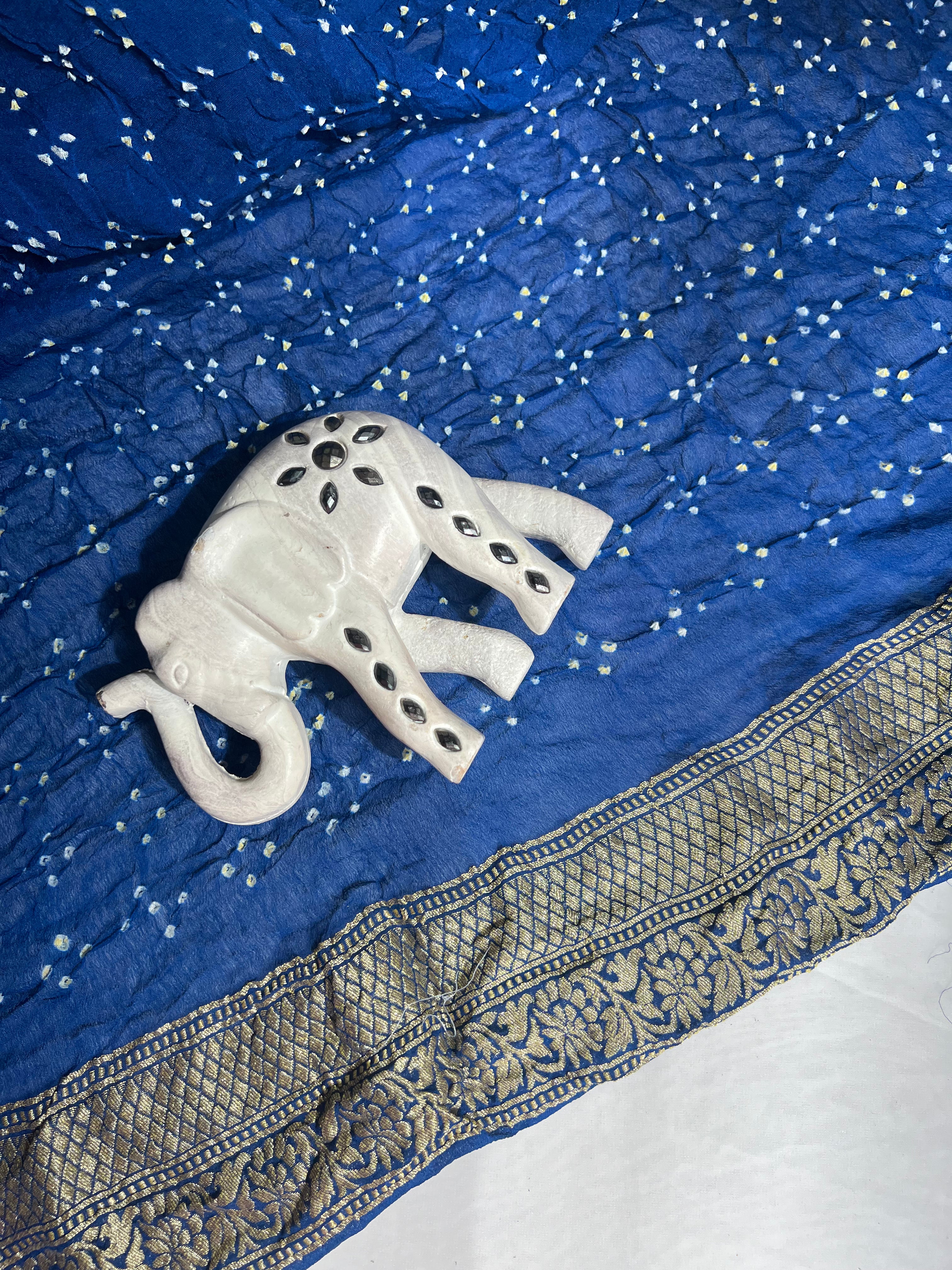 Blue & Sky Blue Pure Khaddi Georgette Saree - Ethically Made, Easy Care & Gradient Elegance - Anita Jain Fashions