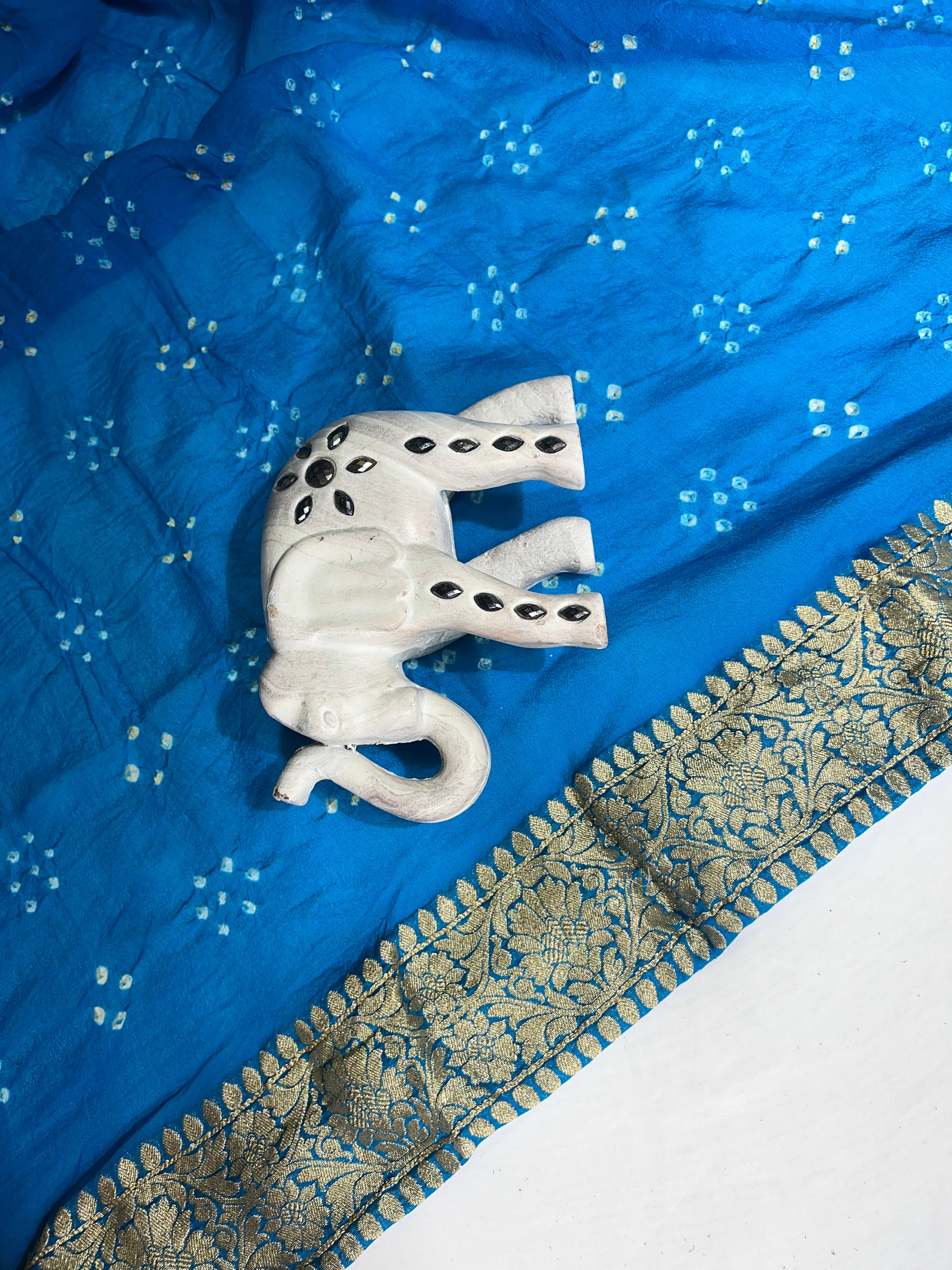 Light Green & Sky Blue Pure Khaddi Georgette Saree - Ethically Made, Easy Care & Elegant Gradient - Anita Jain Fashions