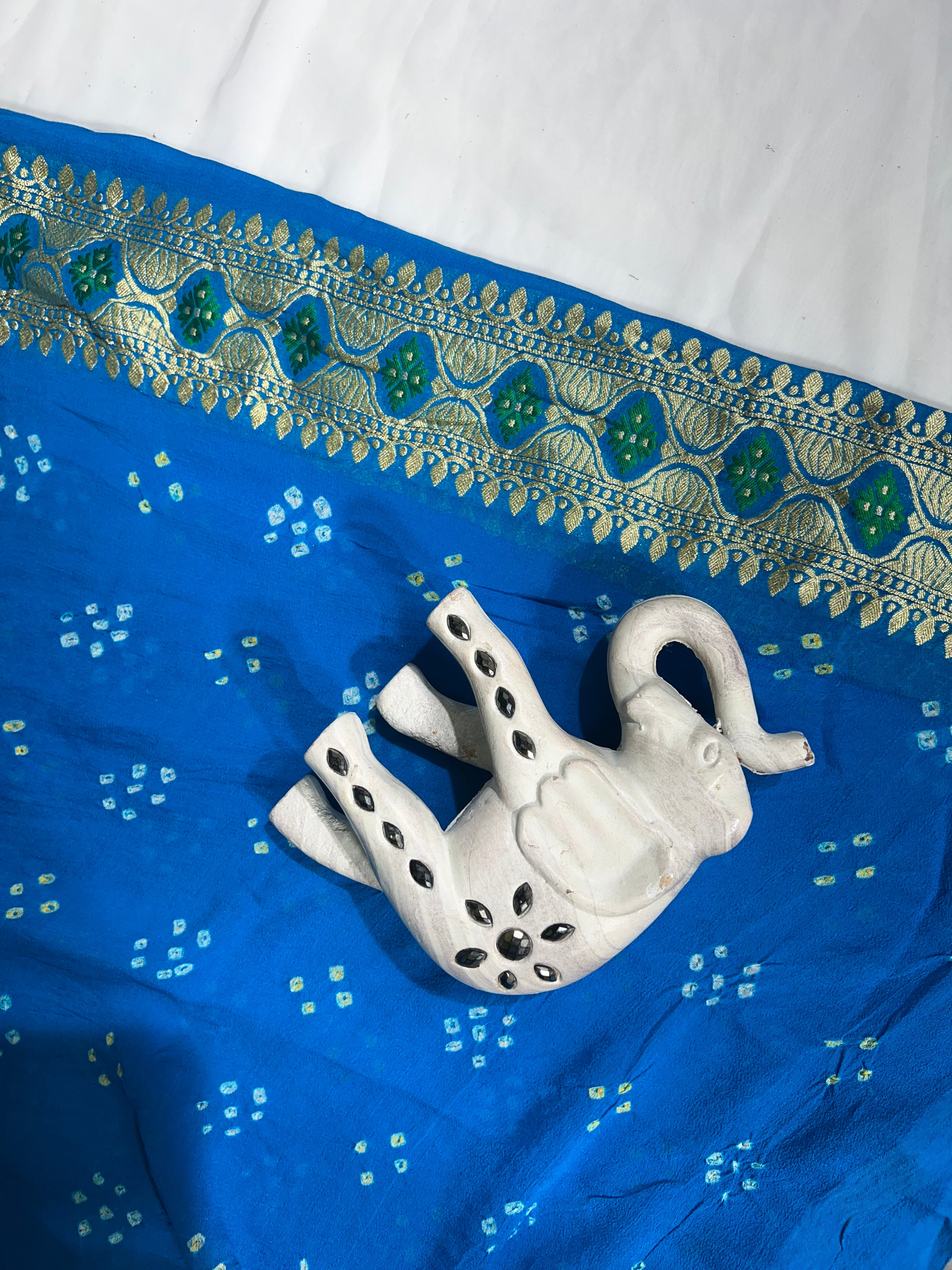 Meenakari Blue Neon Khaddi Saree - Ethically Made, Striking Traditional Art - Anita Jain Fashions