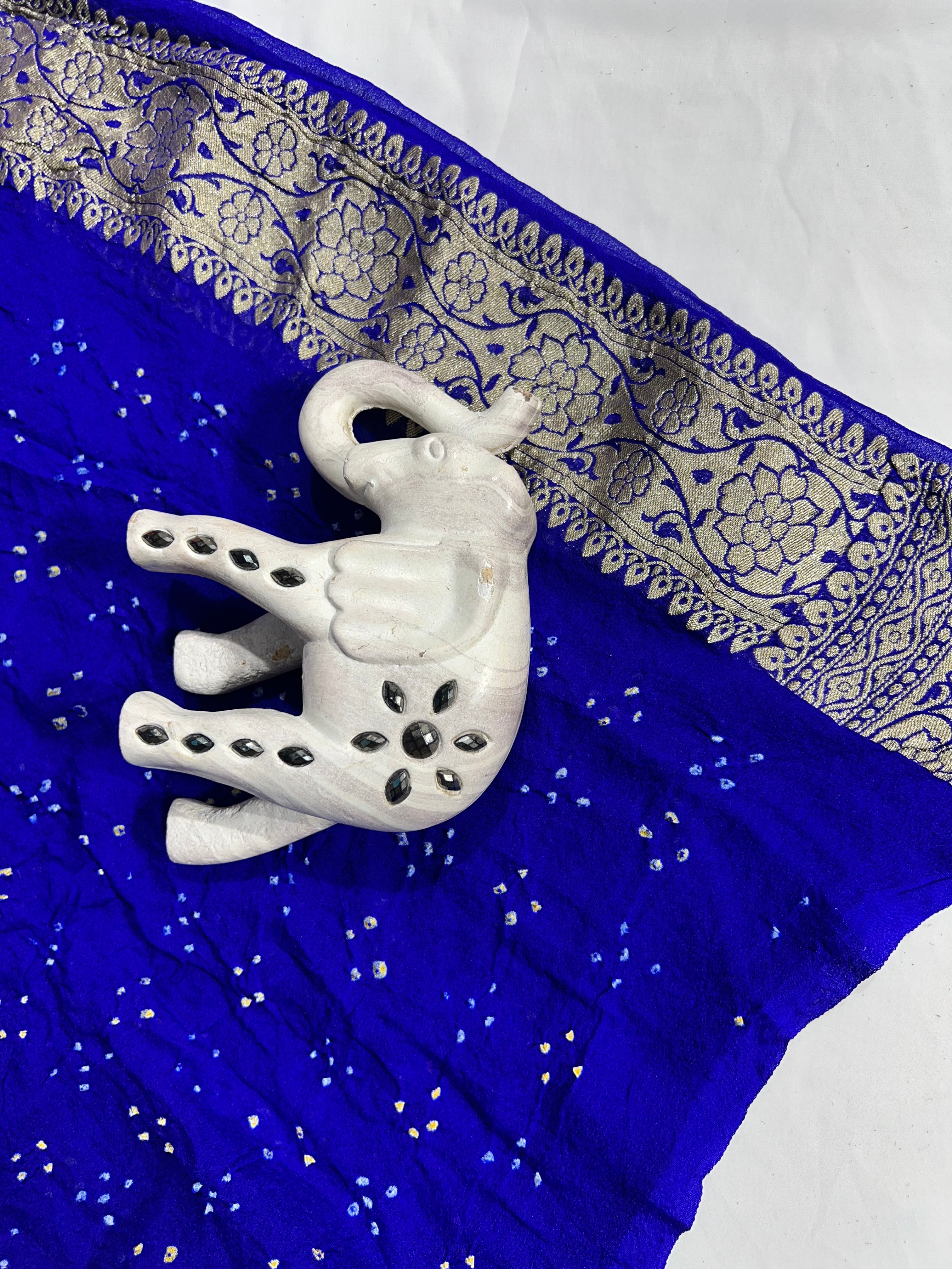 Blue & Sky Blue Pure Khaddi Georgette Saree - Ethically Made, Easy Care & Elegant Gradient - Anita Jain Fashions