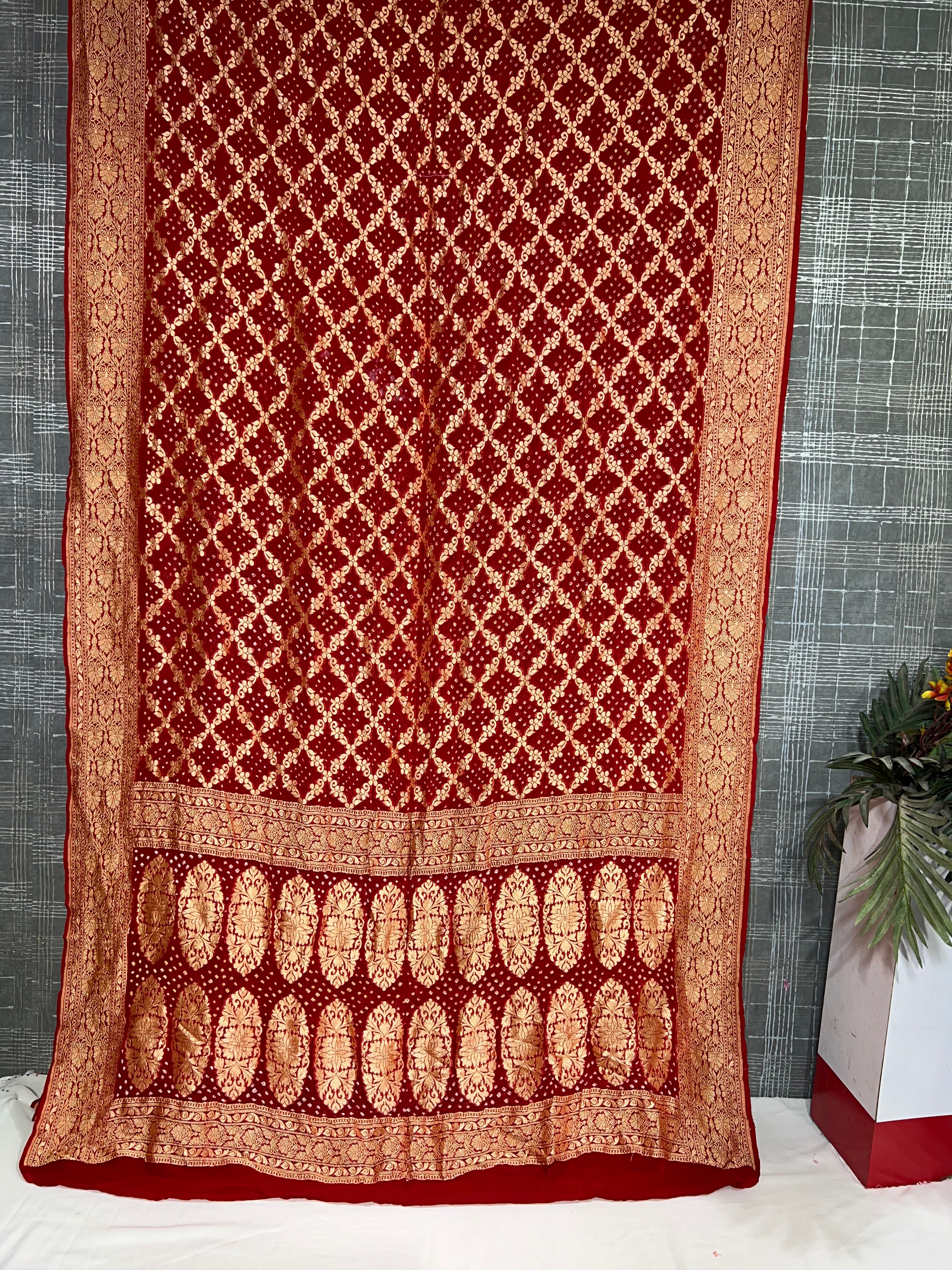 Red Khaddi Saree - Ethically Made, Bold Elegance - Anita Jain Fashions