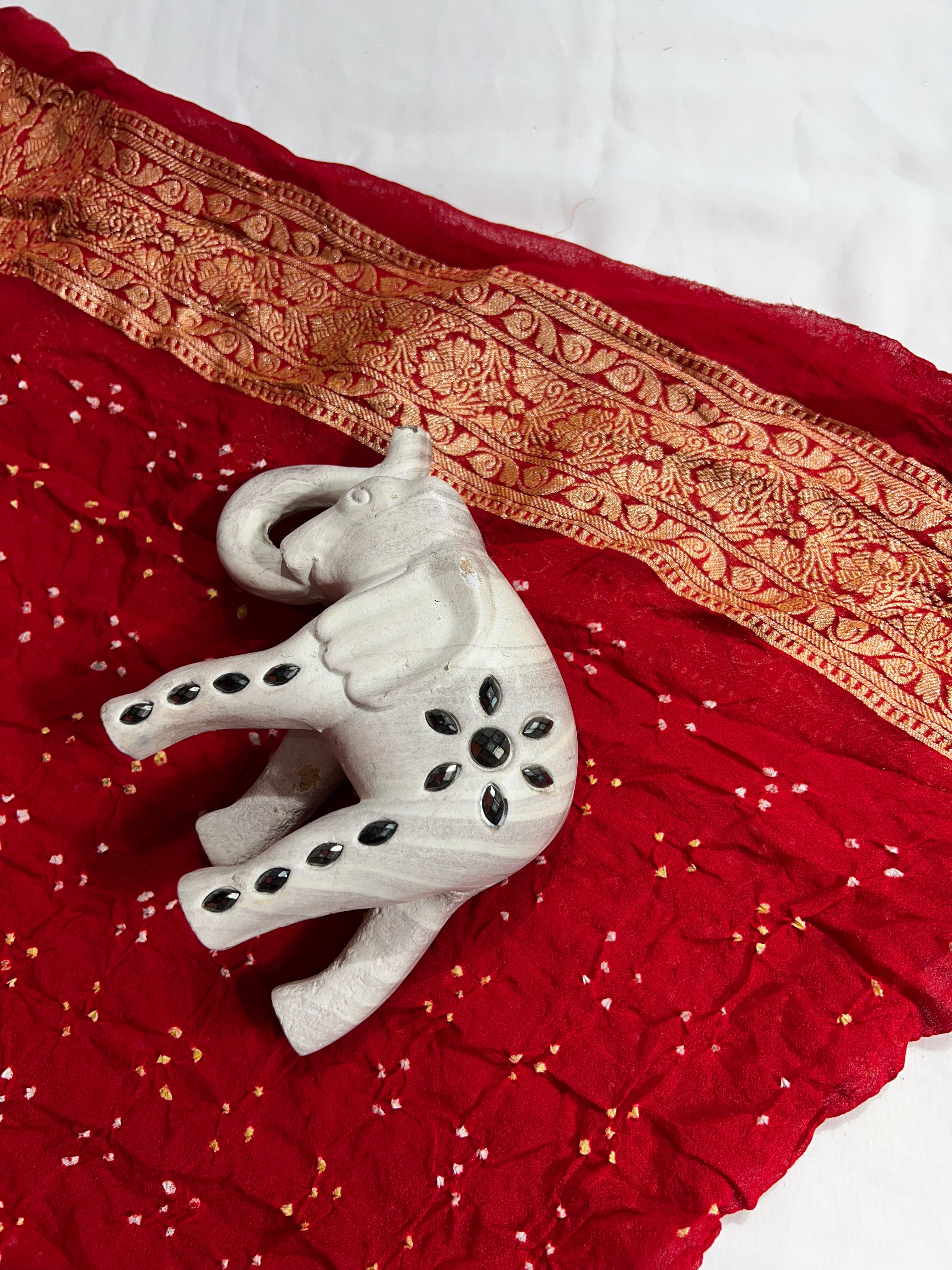 Red Khaddi Saree - Ethically Made, Bold Elegance - Anita Jain Fashions