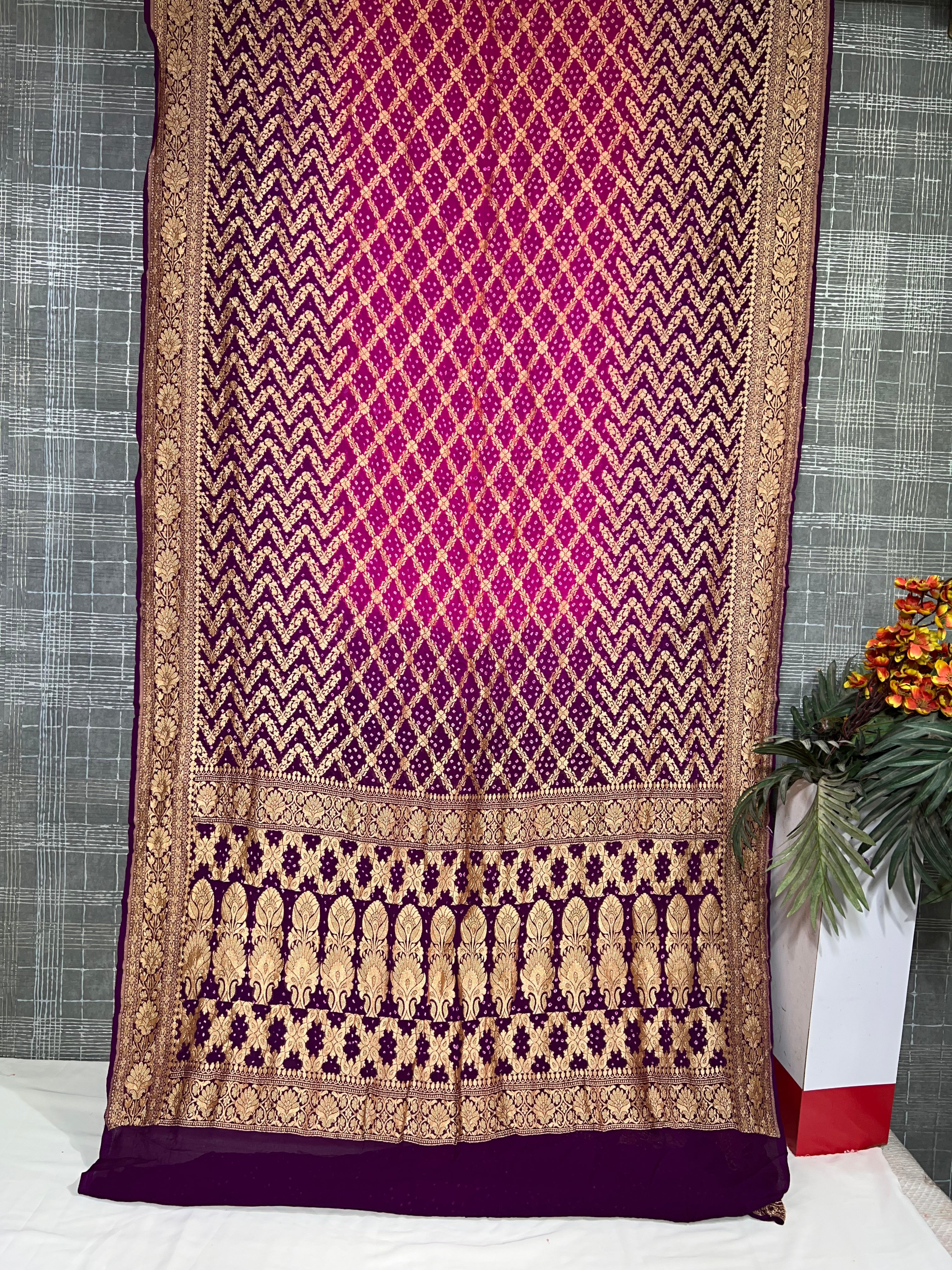 Pink Purple Shaded Khaddi Saree - Ethically Made, Elegant Gradient - Anita Jain Fashions