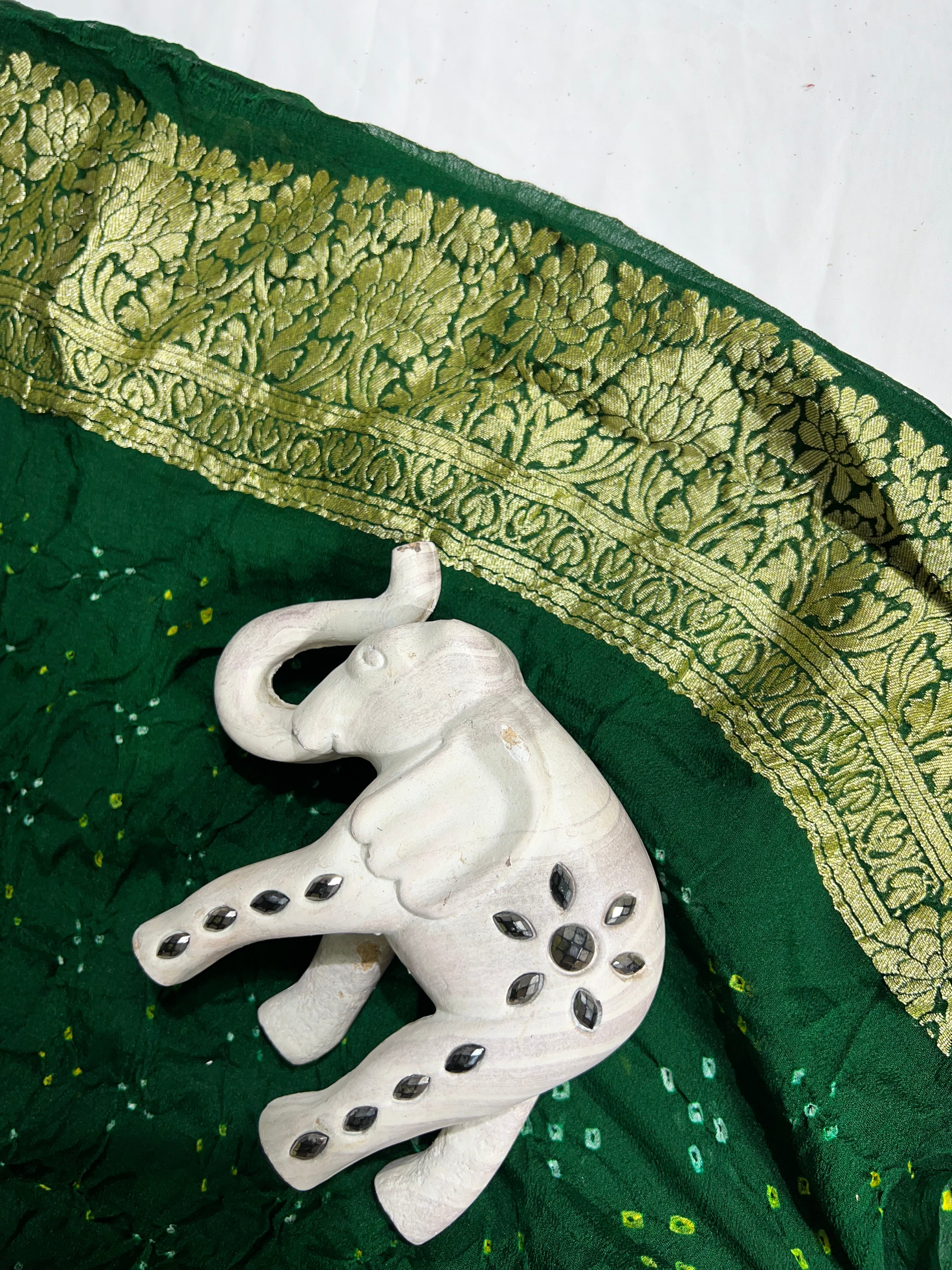 Dark Green Khaddi Saree - Ethically Made, Timeless Elegance - Anita Jain Fashions